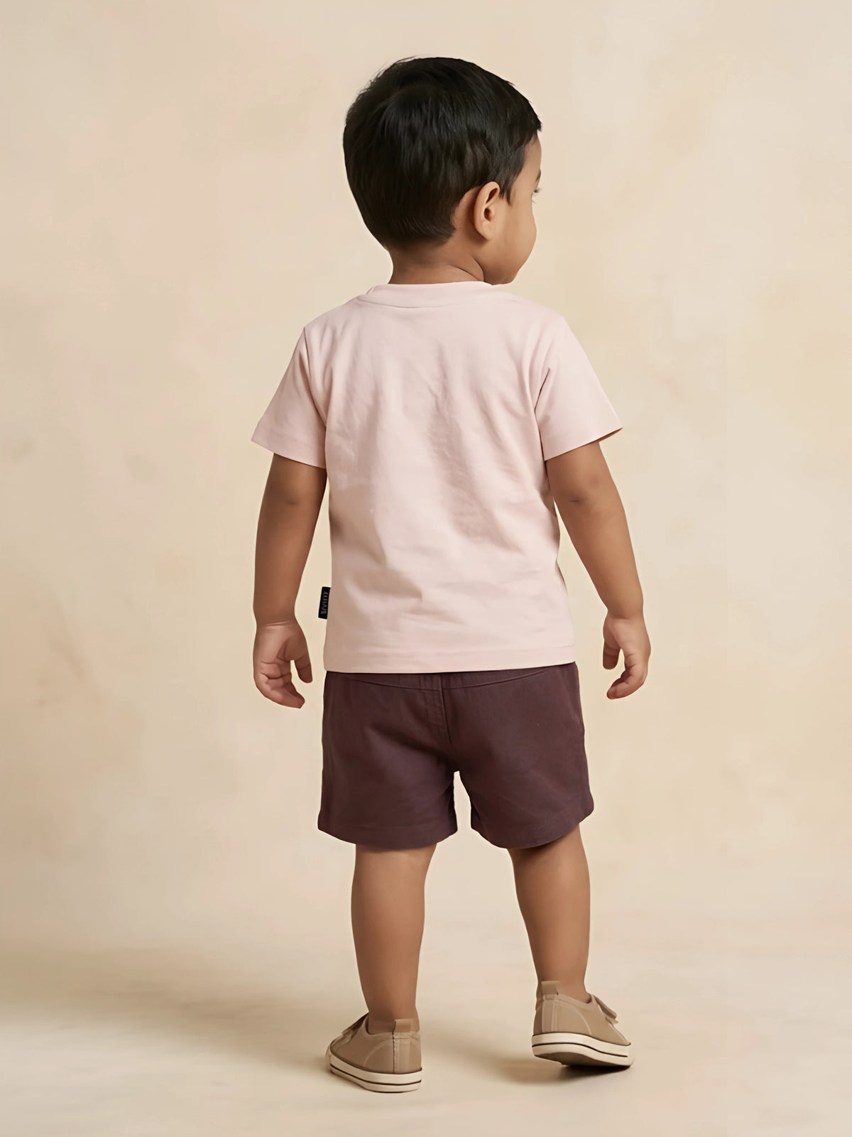 Peach Graphic Print T-Shirt Shorts Boys Coordinate Set
