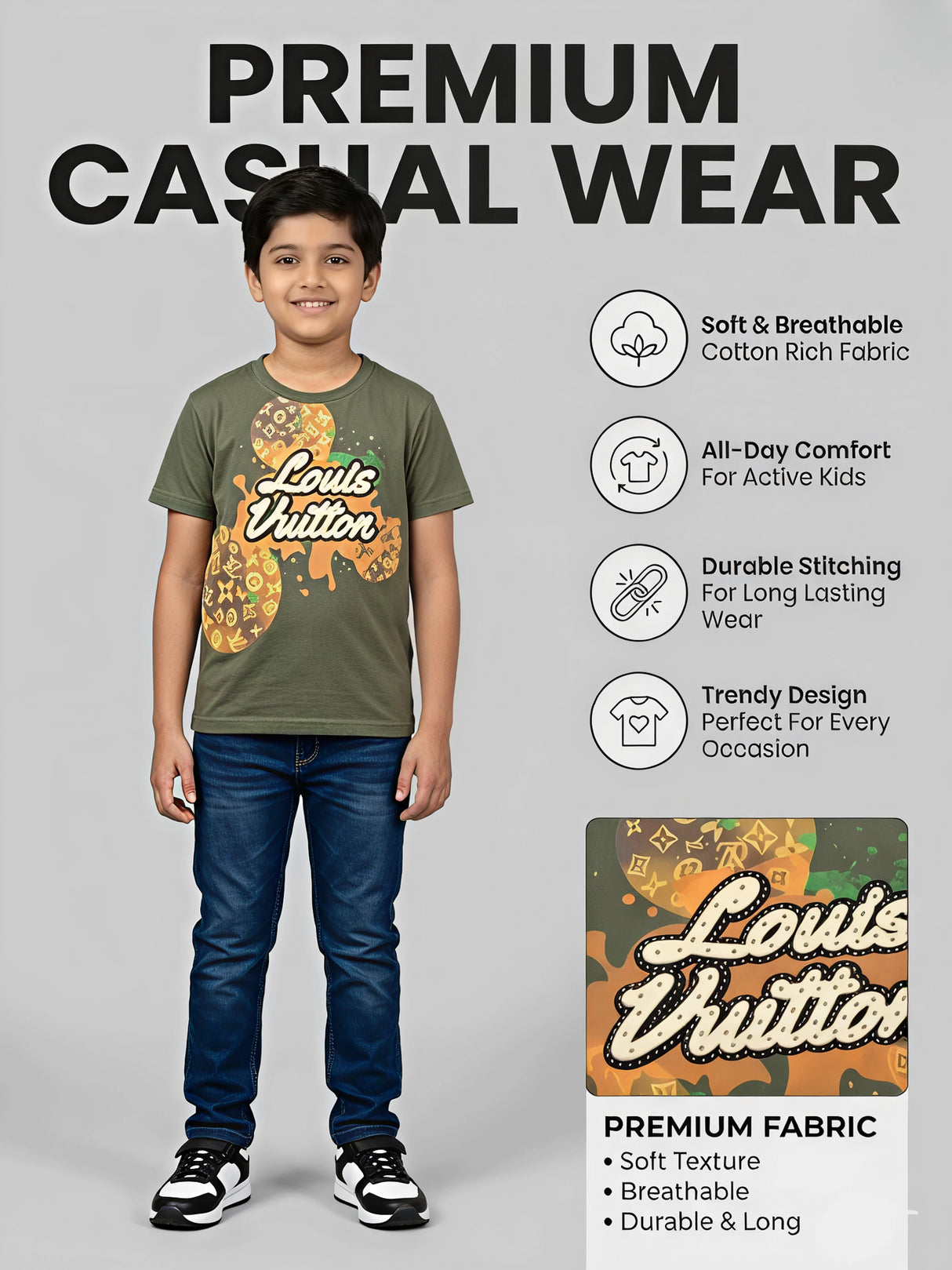 Boys Green Printed Graphic T-Shirt