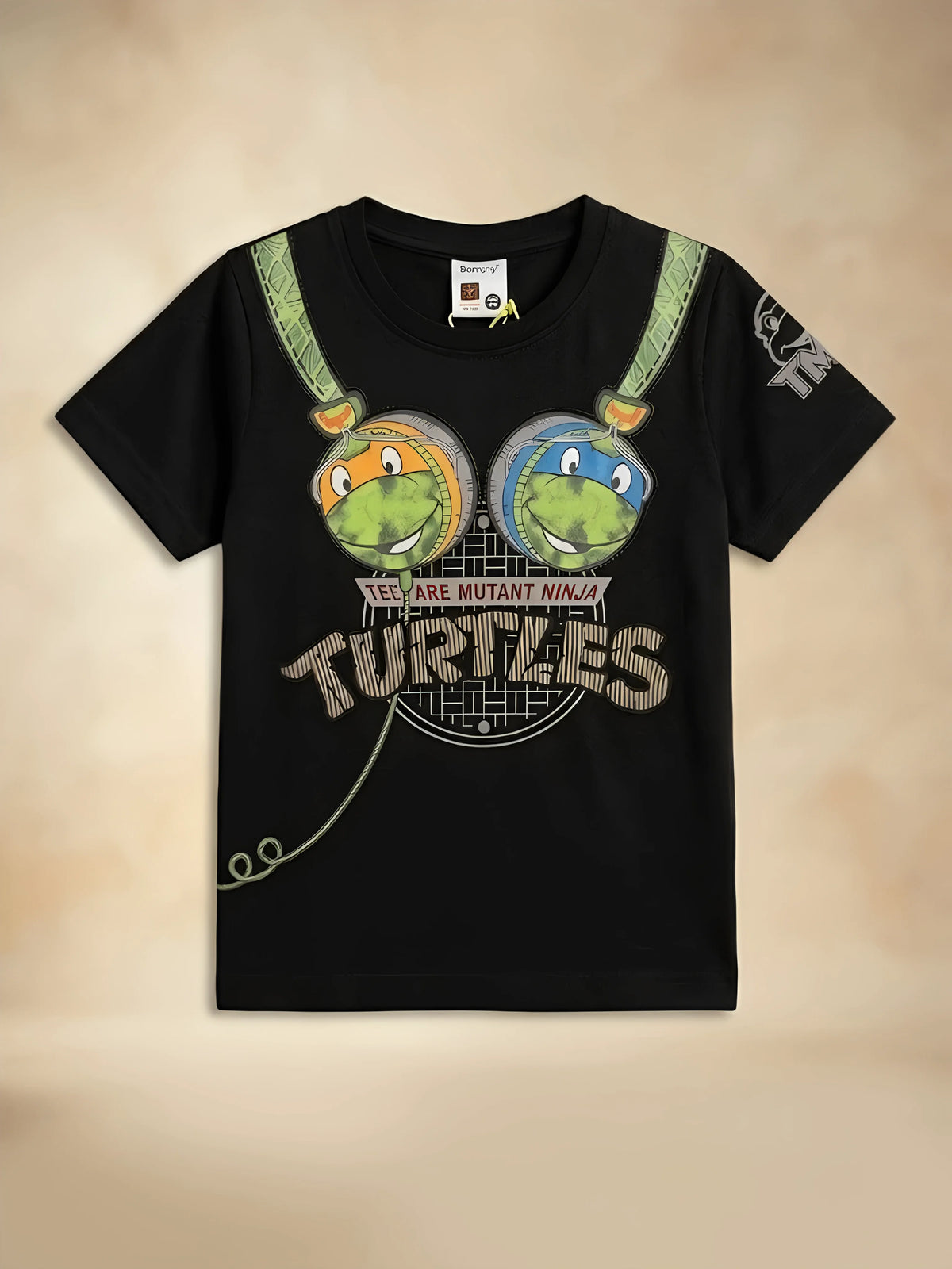 Boys Black Ninja Turtles Printed T-Shirt