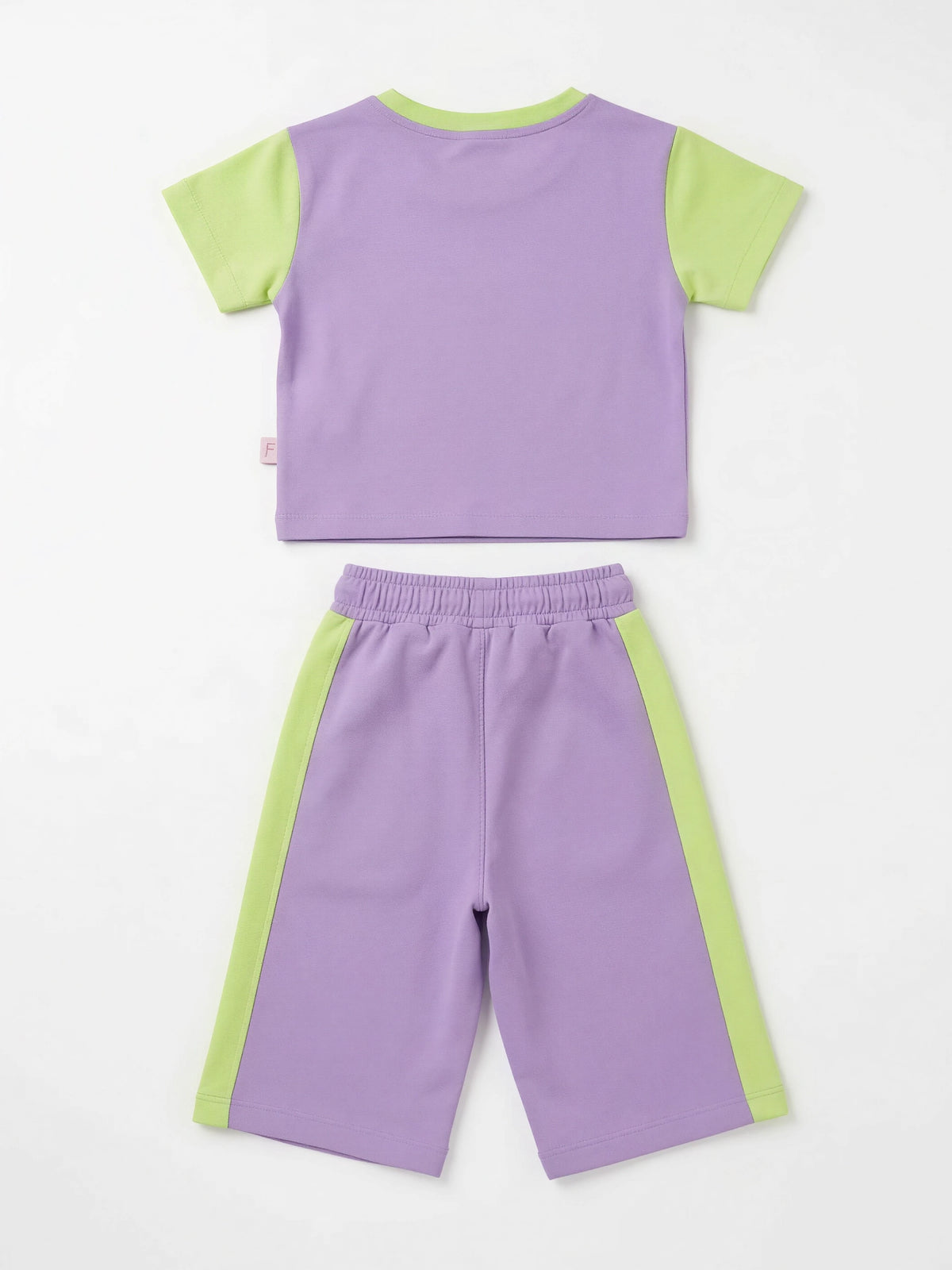 Purple Graphic Print Bow Girls Coordinate Set