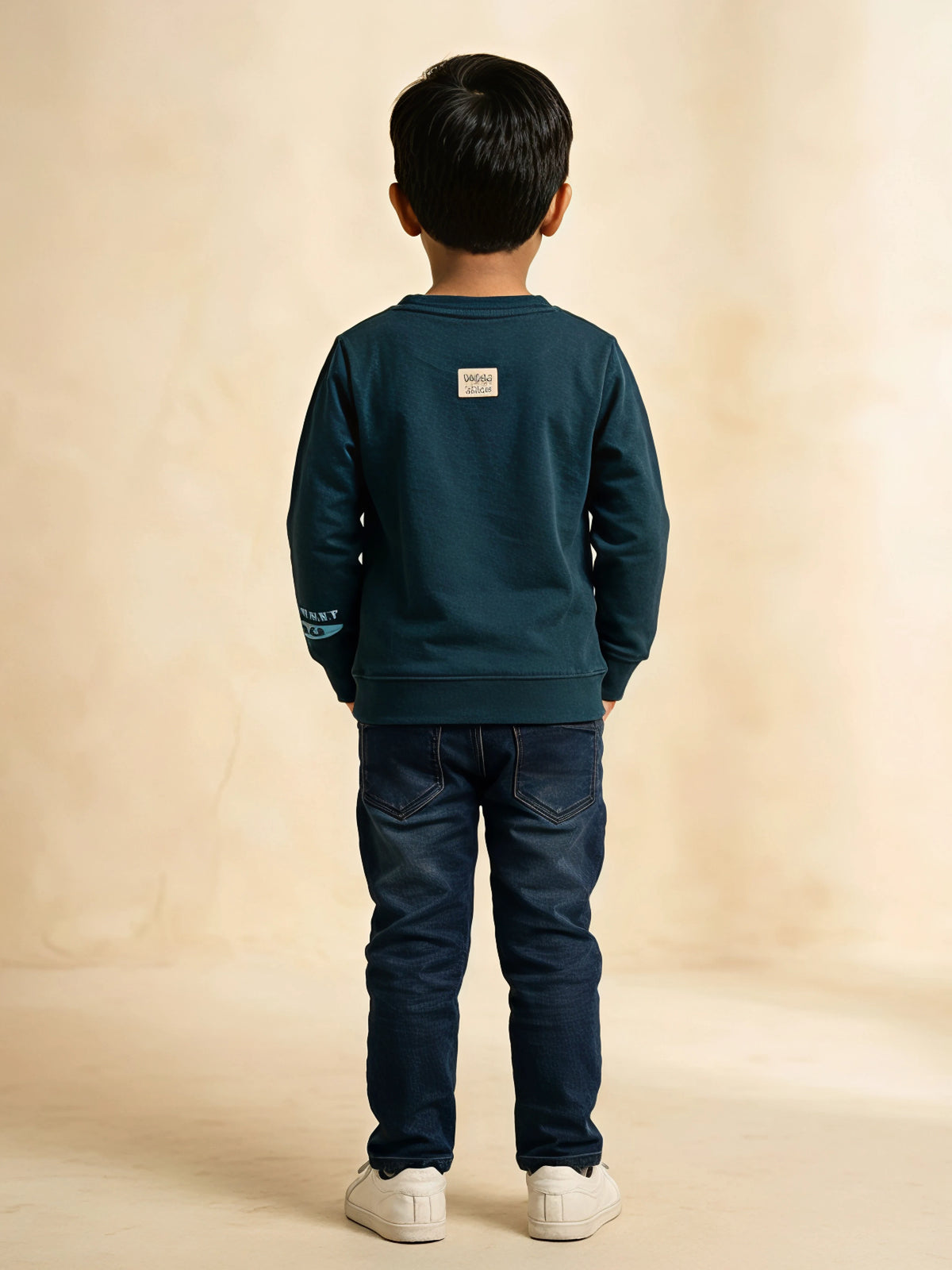 Blue Graphic Print Full Sleeve T-Shirt Kids Casual Wear