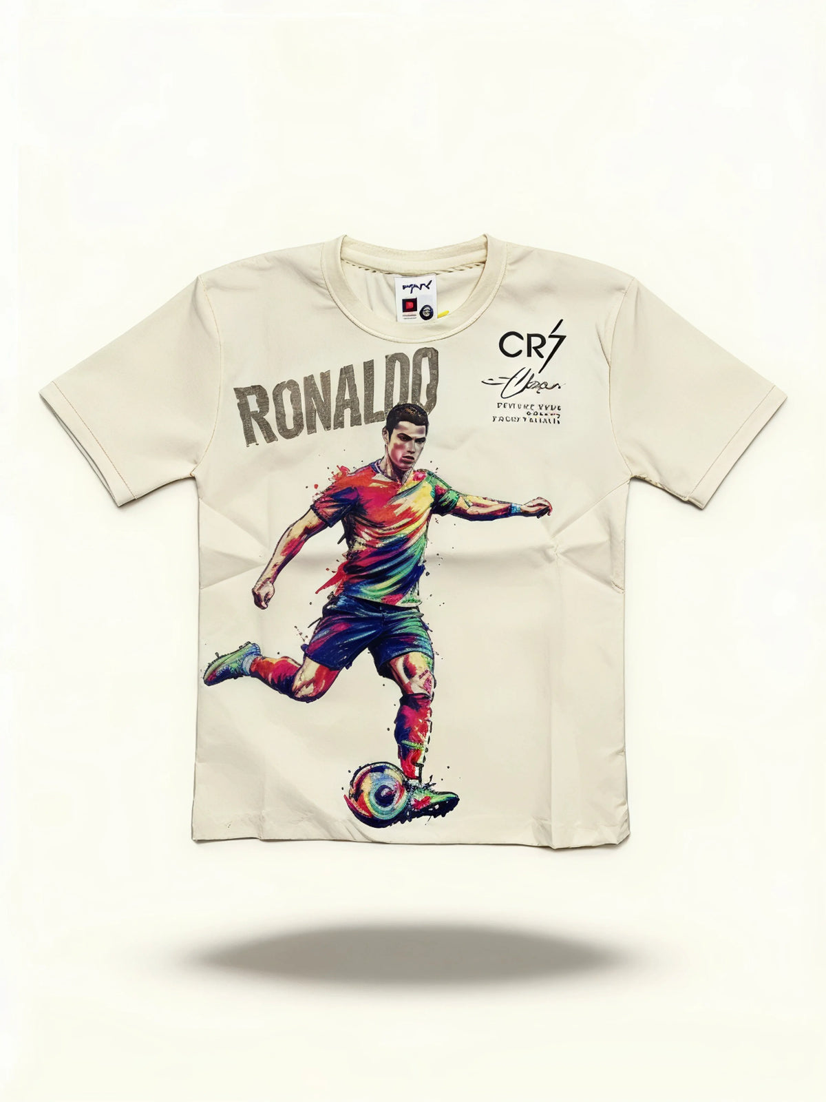 Boys Cream Ronaldo Graphic Print T-Shirt