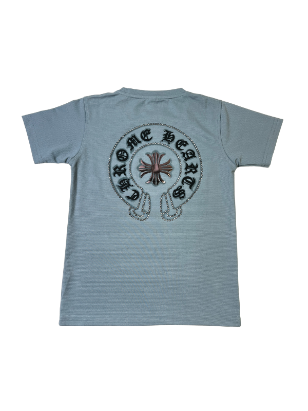 Kids' Cross Logo Streetwear T-Shirt - Light Blue Short Sleeve Tee.