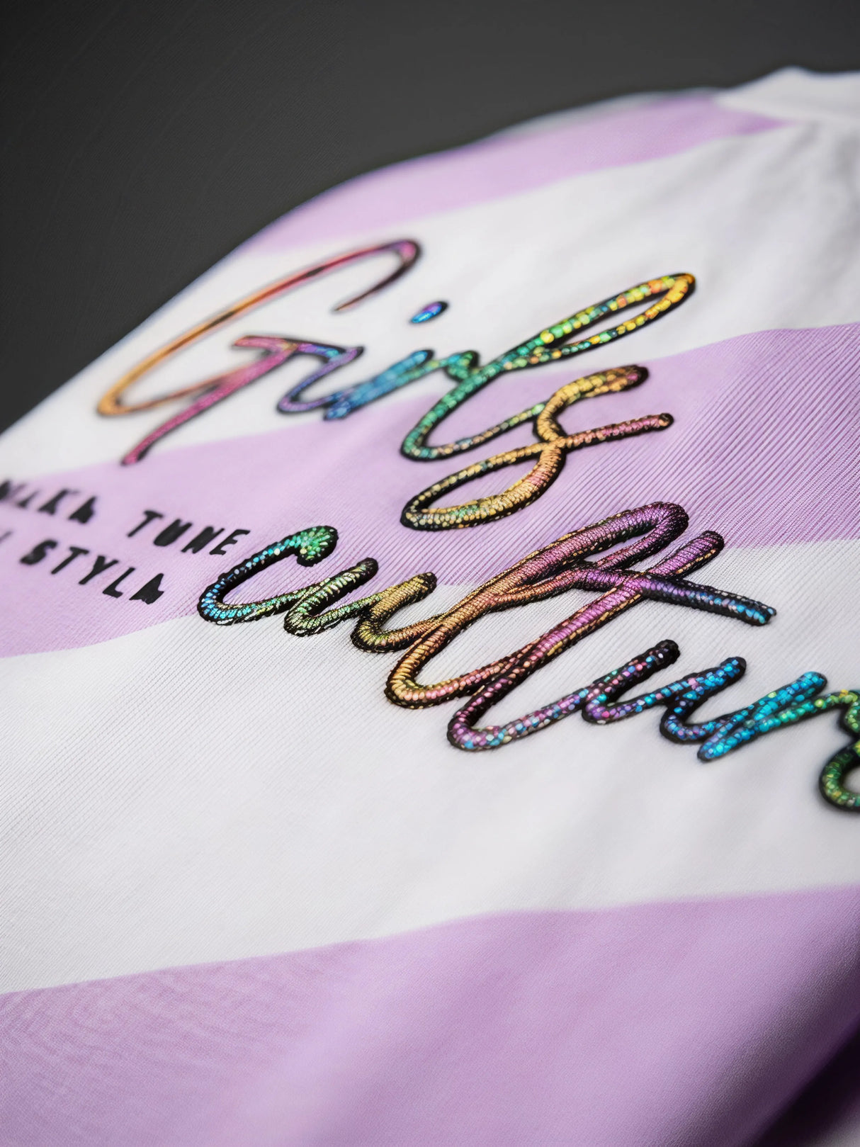 Girls Purple Diagonal Stripe Graphic Tee