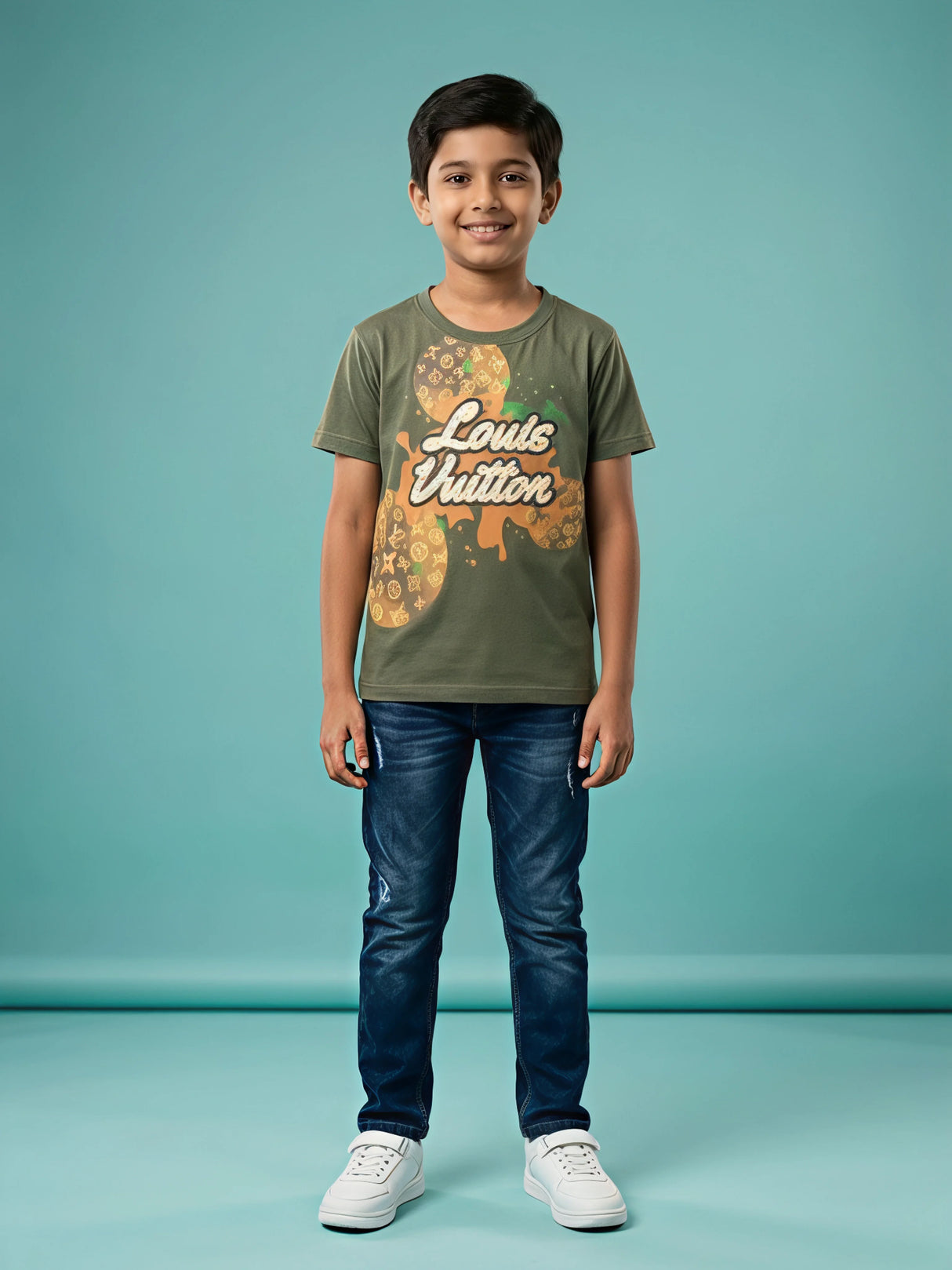 Boys Green Printed Graphic T-Shirt