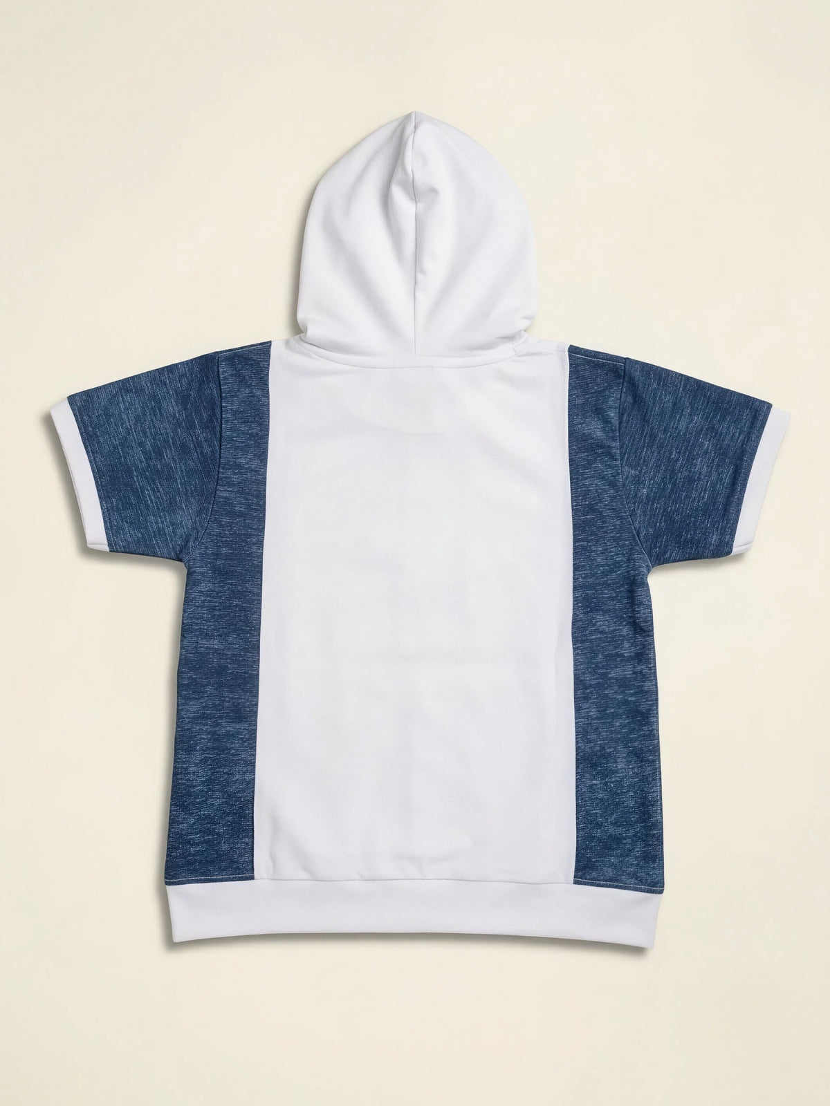 Boys White & Blue Hooded Casual T-Shirt