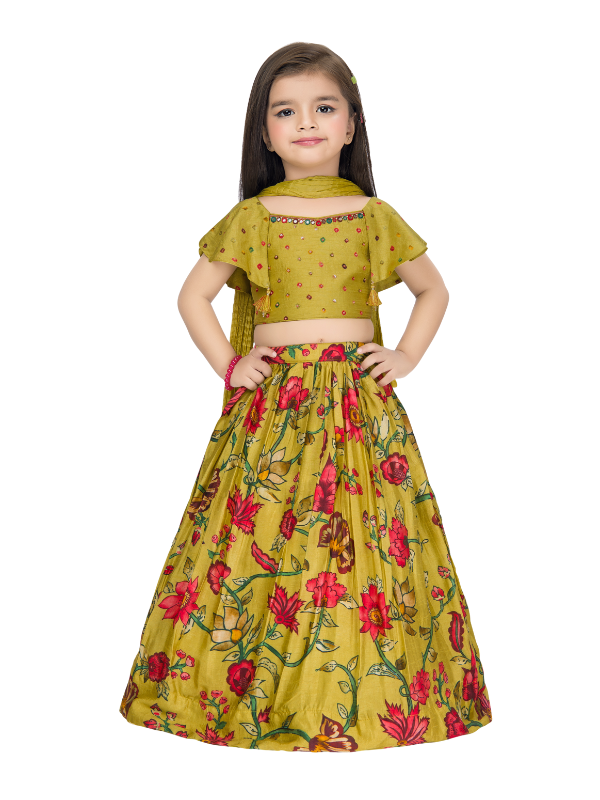 Girls' Floral Printed Lehenga Choli Set