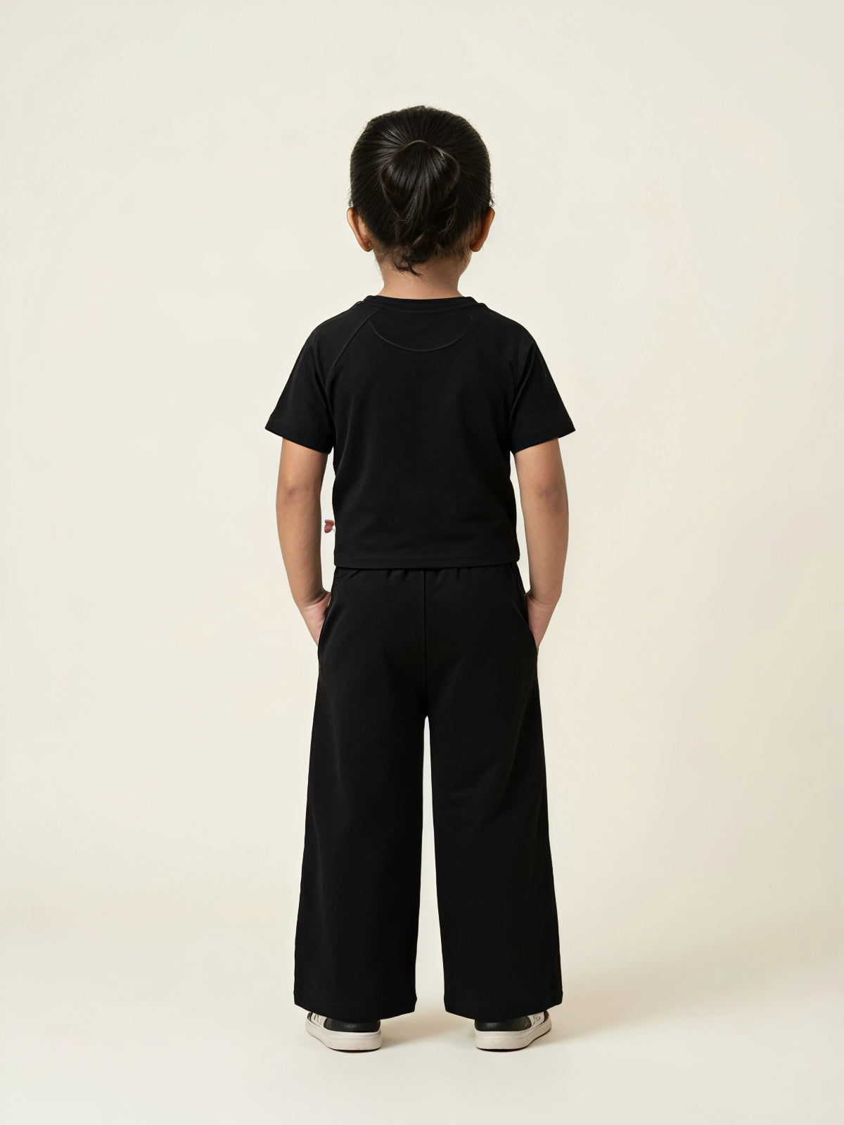 Black Nyc Letter Print Girls Coordinate Set Casual Wear