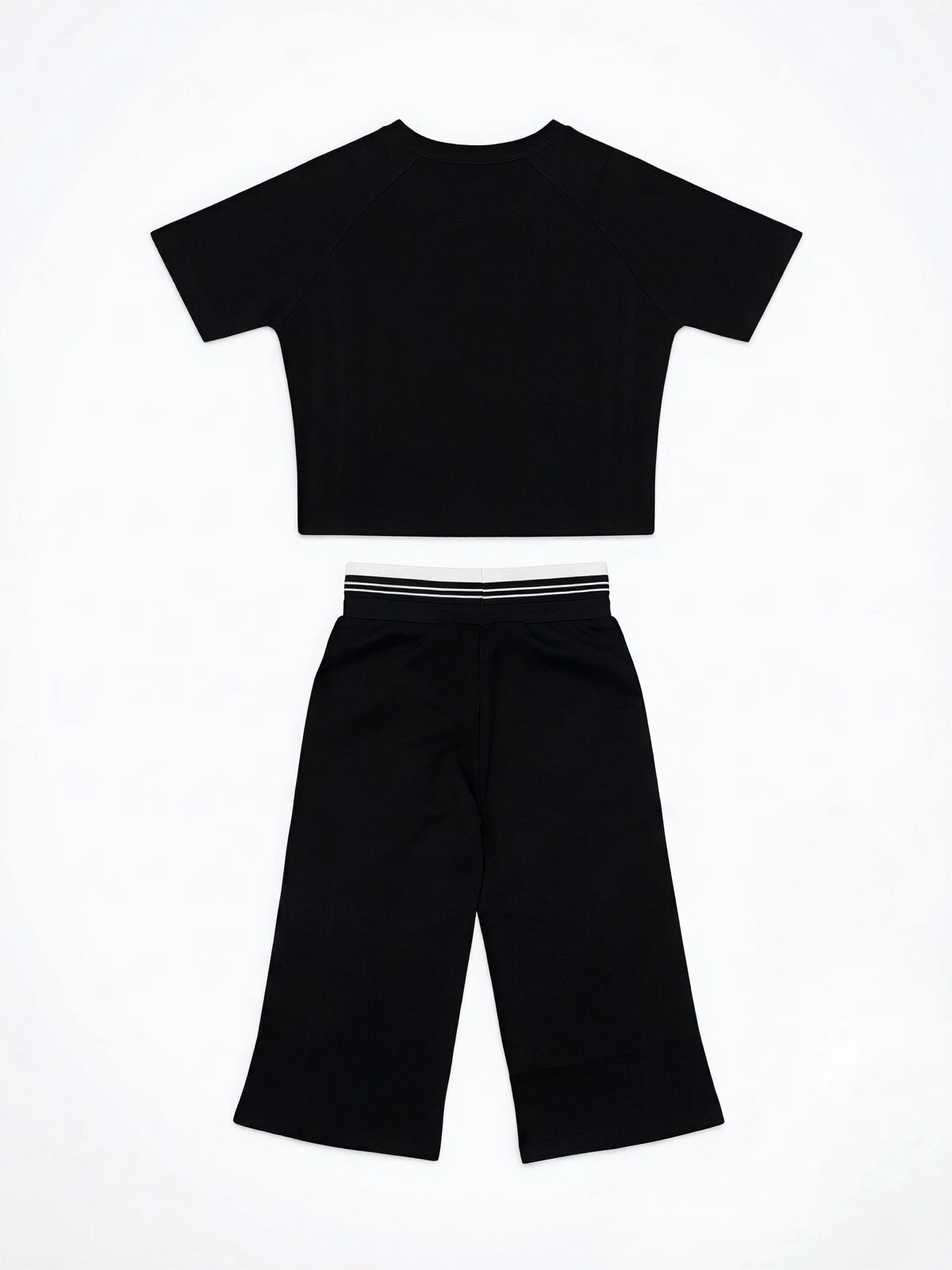 Black Nyc Letter Print Girls Coordinate Set Casual Wear