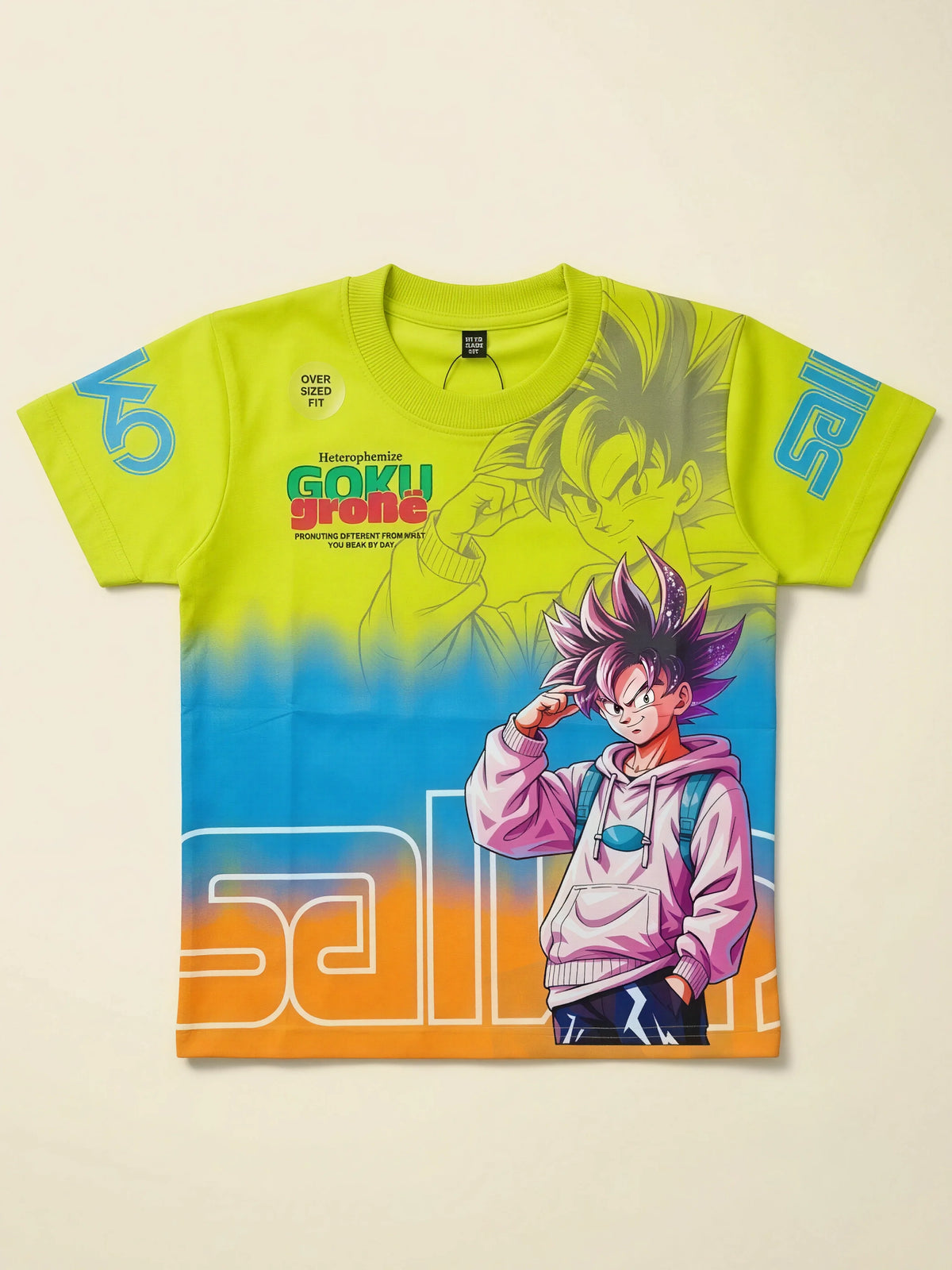 Boys Green Anime Graphic Printed Casual T-Shirt