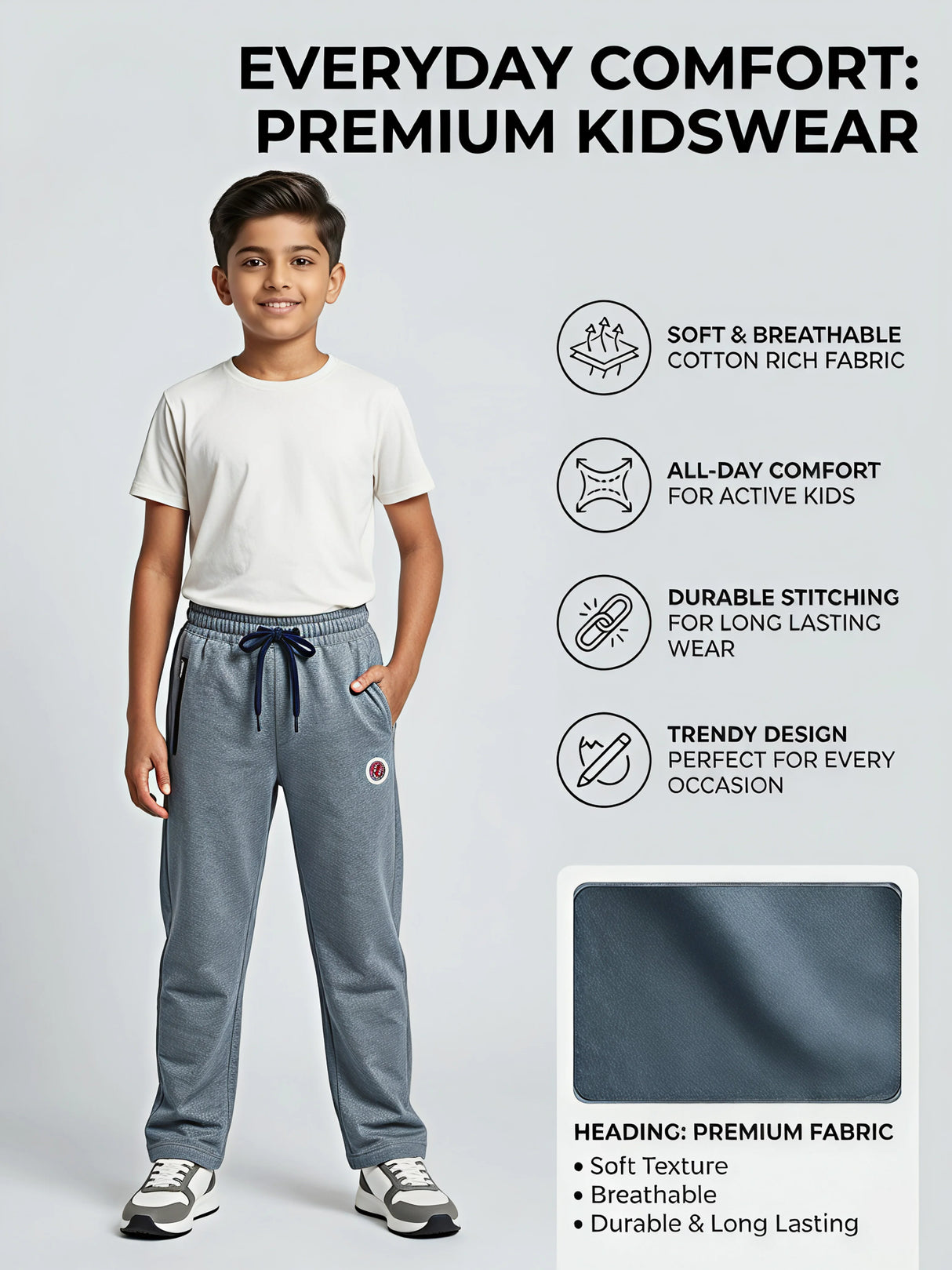 Boys Light Blue Premium Sports Joggers