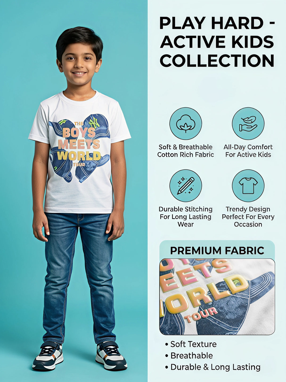 Boys White Meets World Graphic T-Shirt