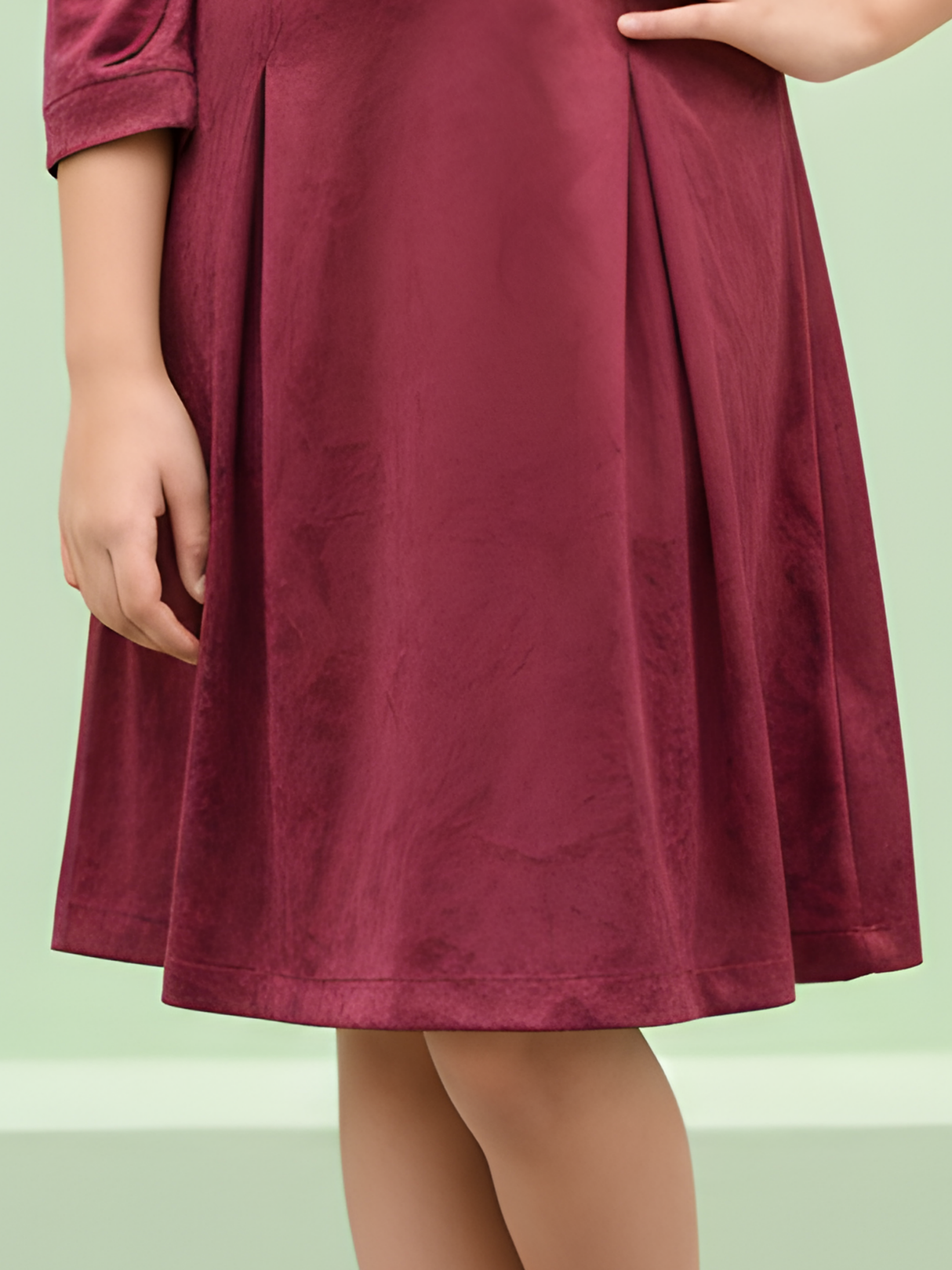 Girls Casual A Line Fancy one piece dress - Maroon