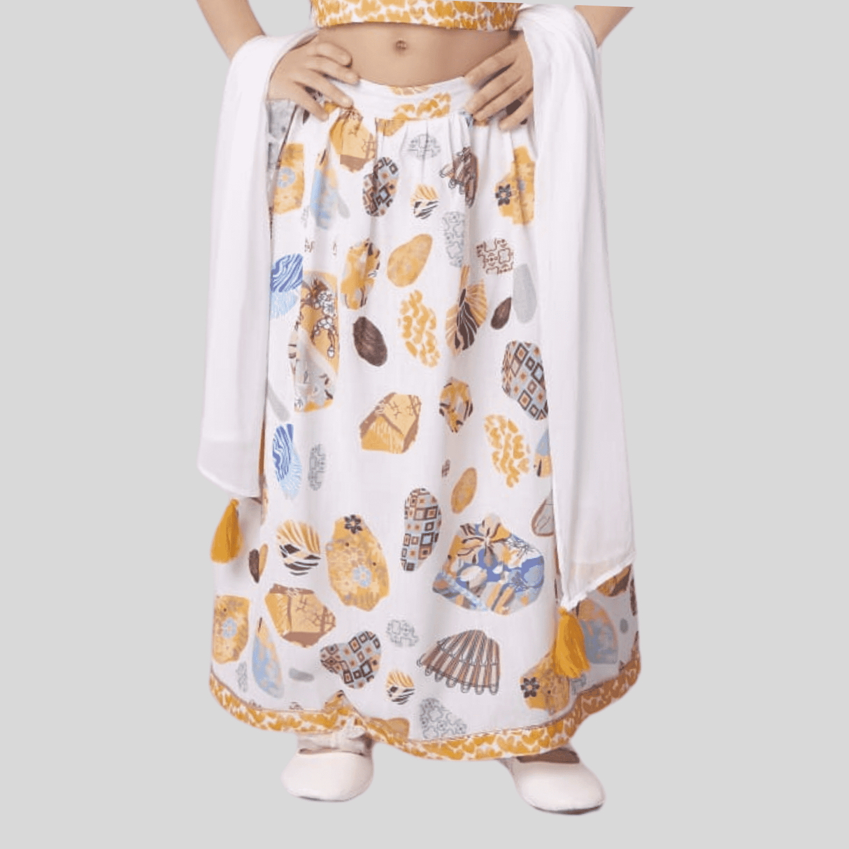 Girls Traditional Sleeves Less Long Choli - Orange