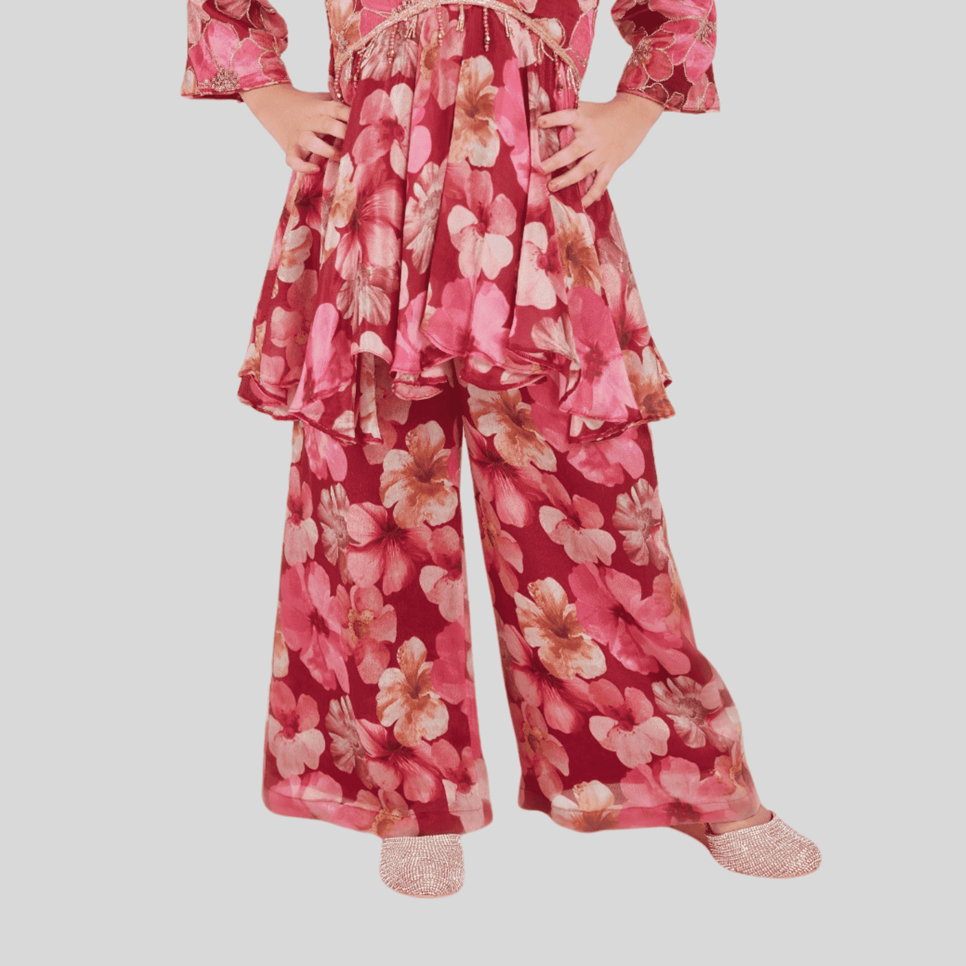 Girls Traditional 3/4th Sleeves Plazo Set - Rani