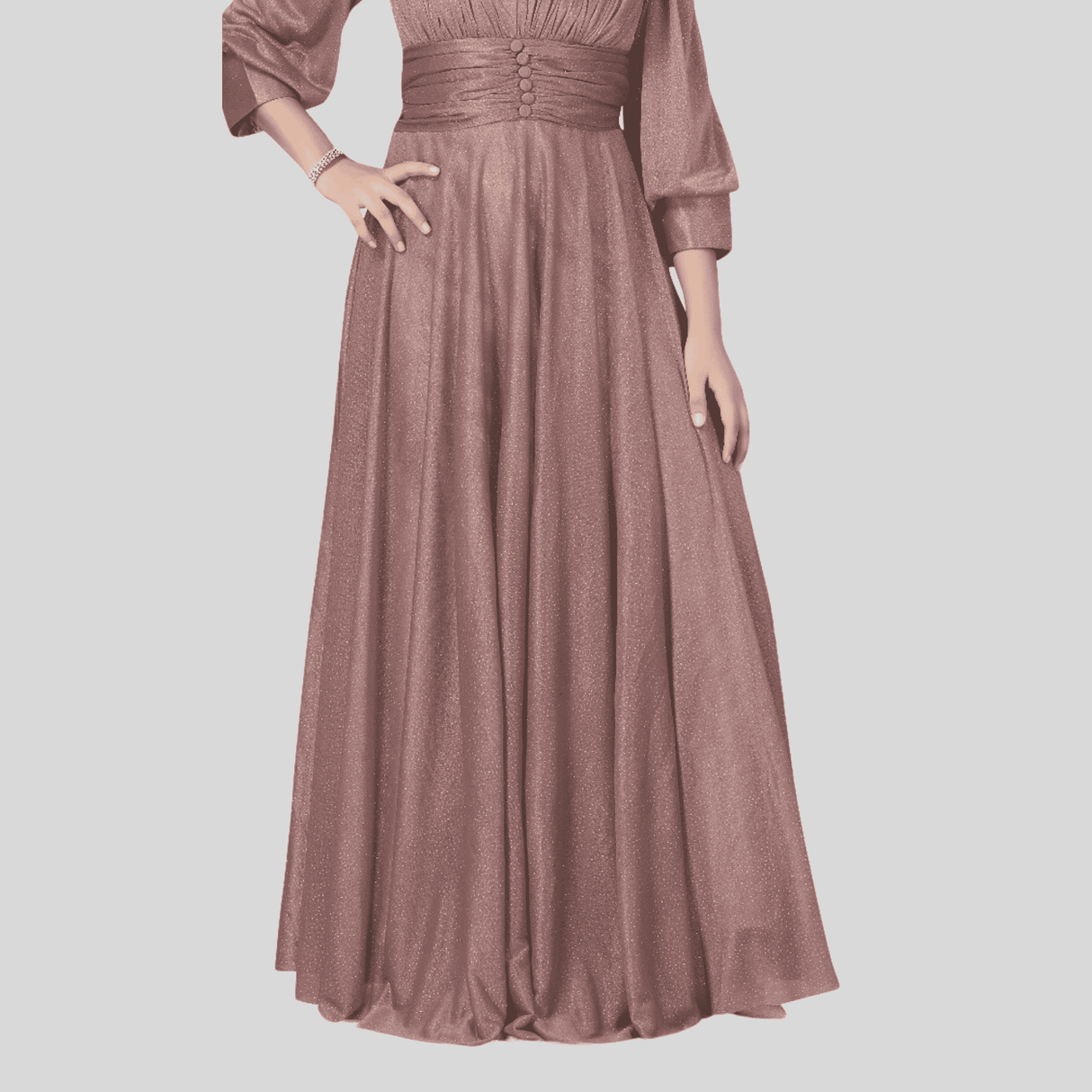 Girls Traditional Full Sleeves Full Length Gown - Purple