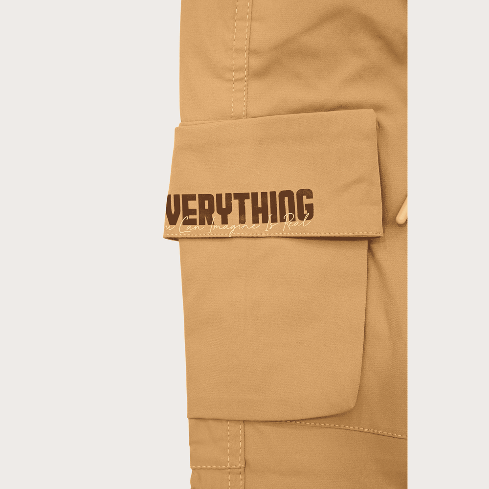 Boys Casual Plain Cotton Joggers With Rib - Brown