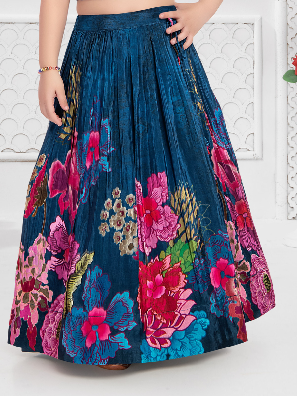 Girls Traditional Sleeves Less Long Choli - Blue