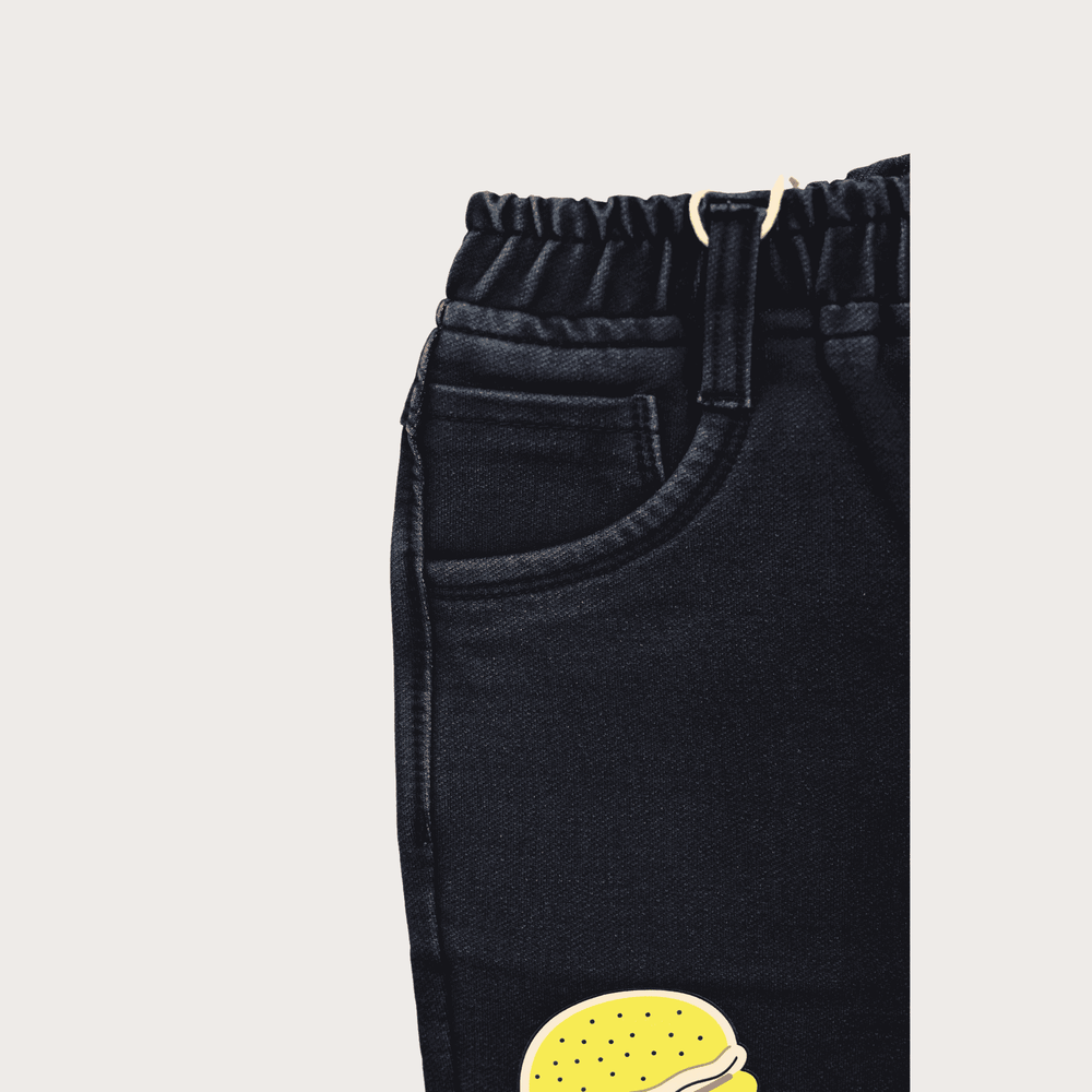 Boys Casual Plain Jeans Shorts Full Elastic - Blue