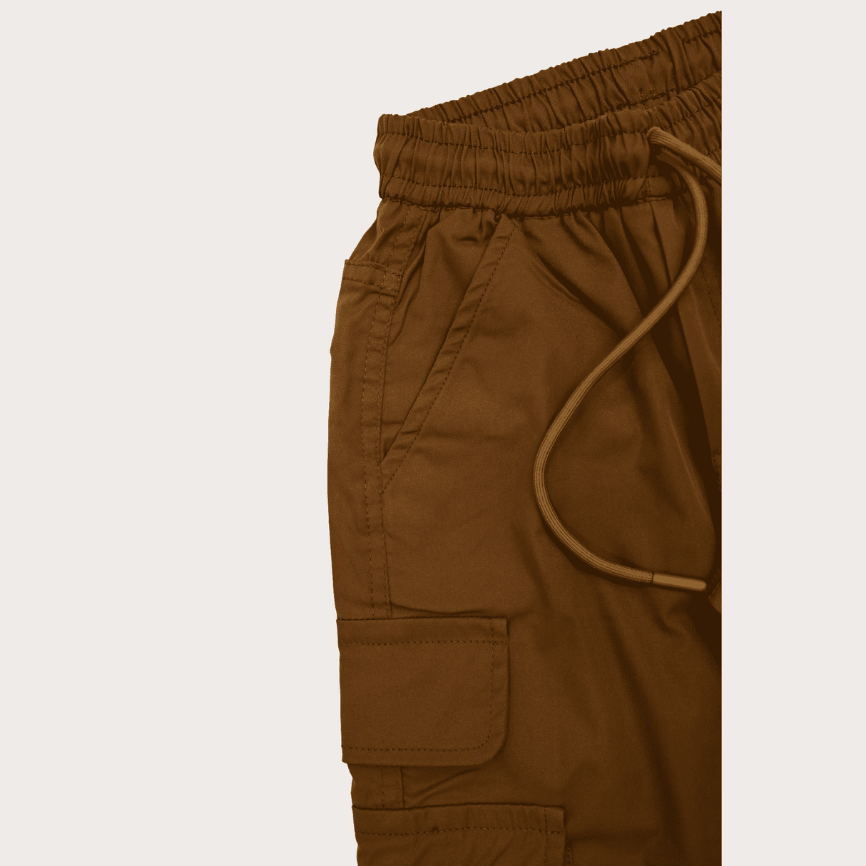 Boys Casual Plain Cotton Joggers With Rib - Coffee