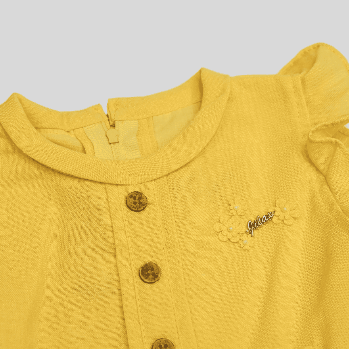 Girls Casual Printed Cotton Frocks - Yellow