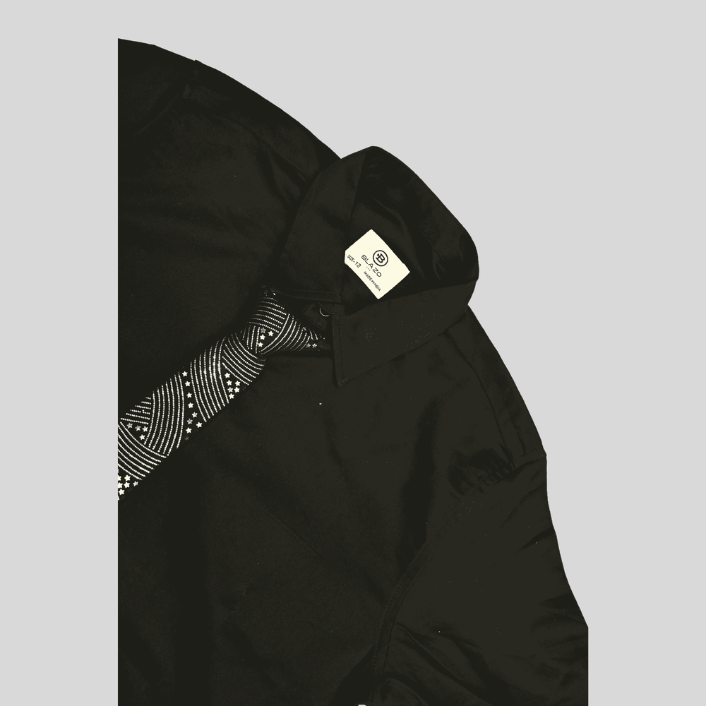 Boys Casual Full Sleeves Plain Shirt With Tie - Black