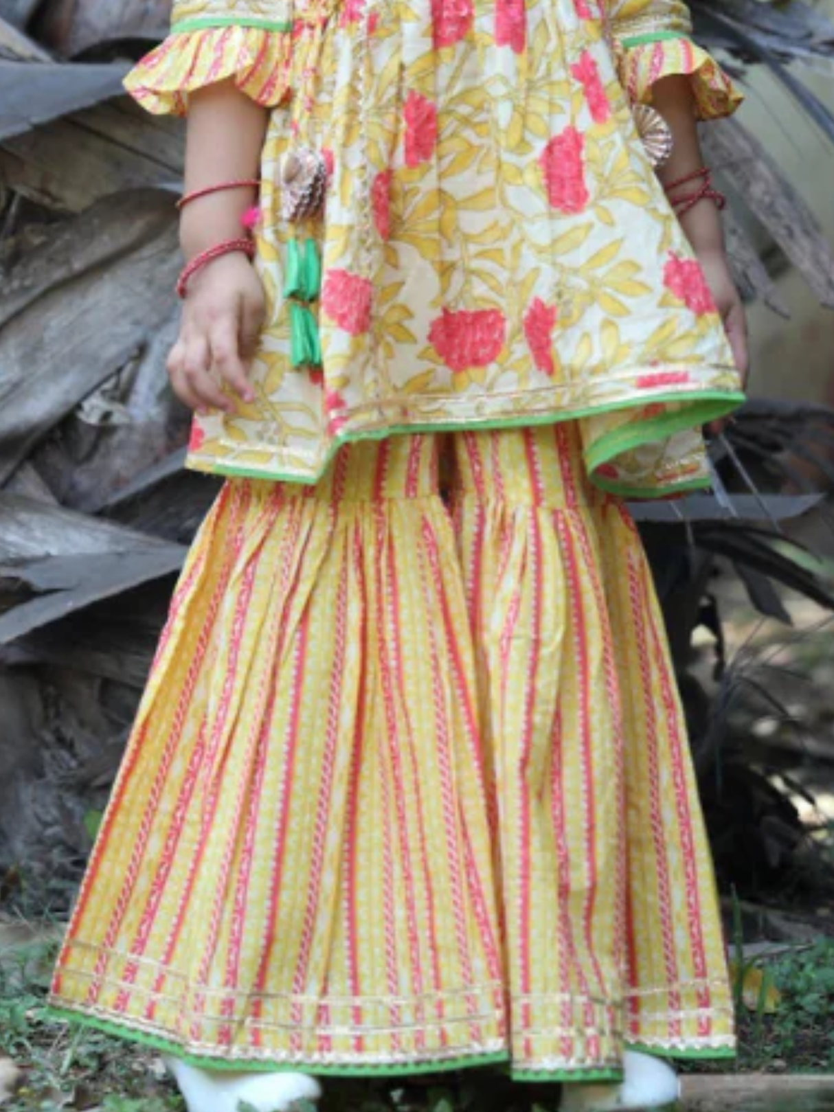 Girls Traditional 3/4th Sleeves Sharara Set