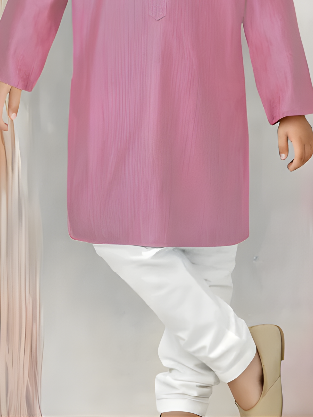 Boys' Marigold Orange Kurta with Tree and Bird Print and Cream Pajama Set