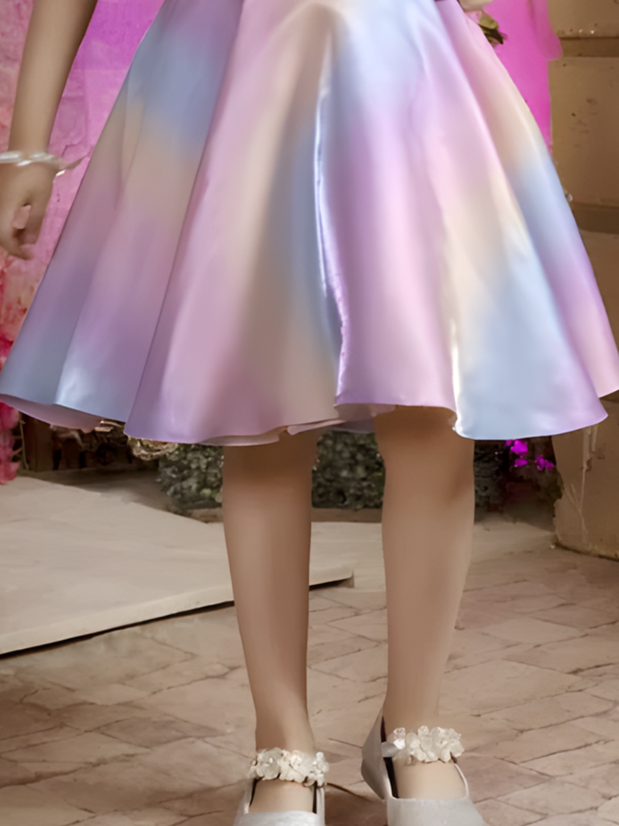 Girls Party Satin Party Frock With Work - Purple