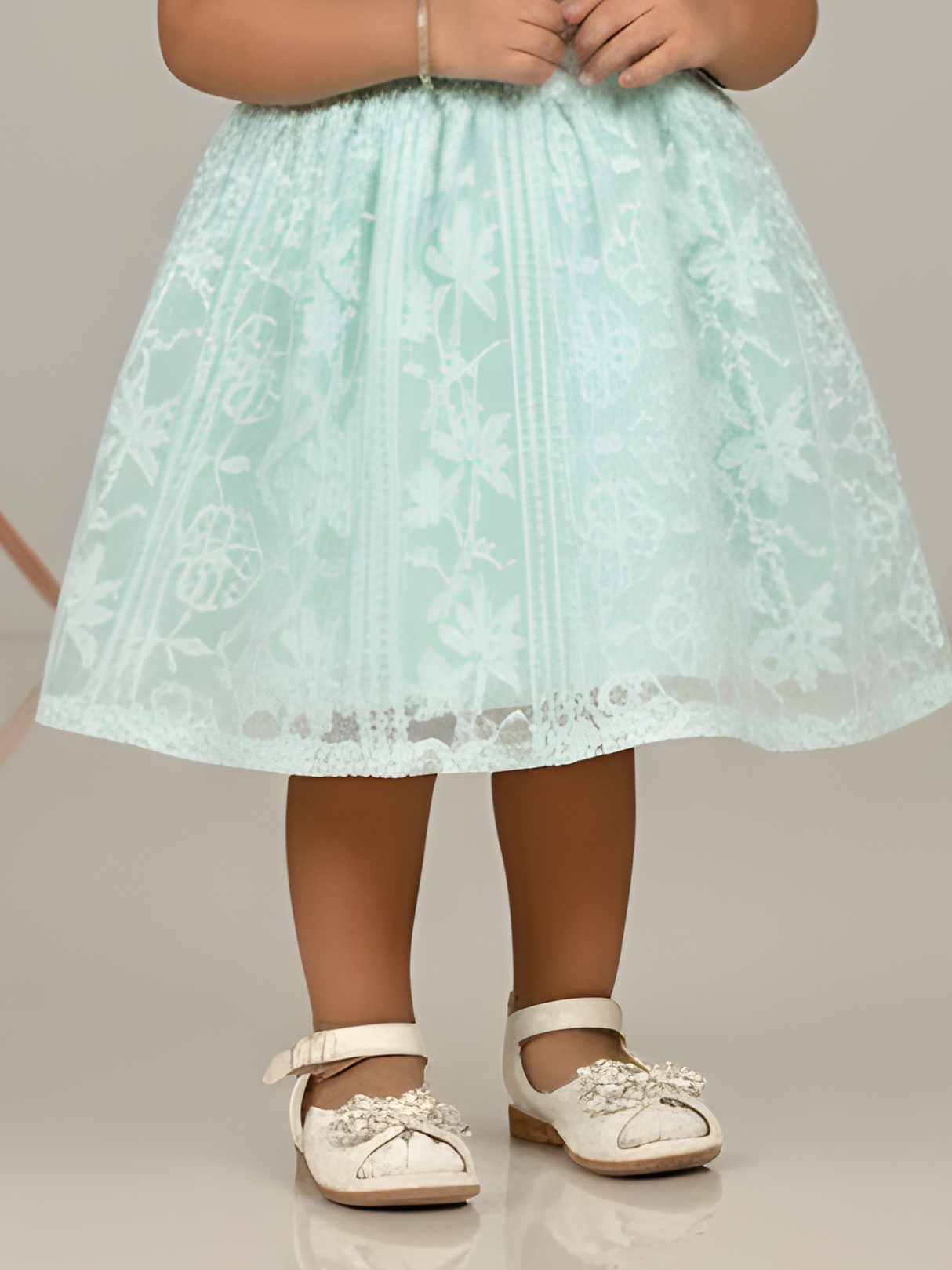 Mint Green Floral Lace Party Dress