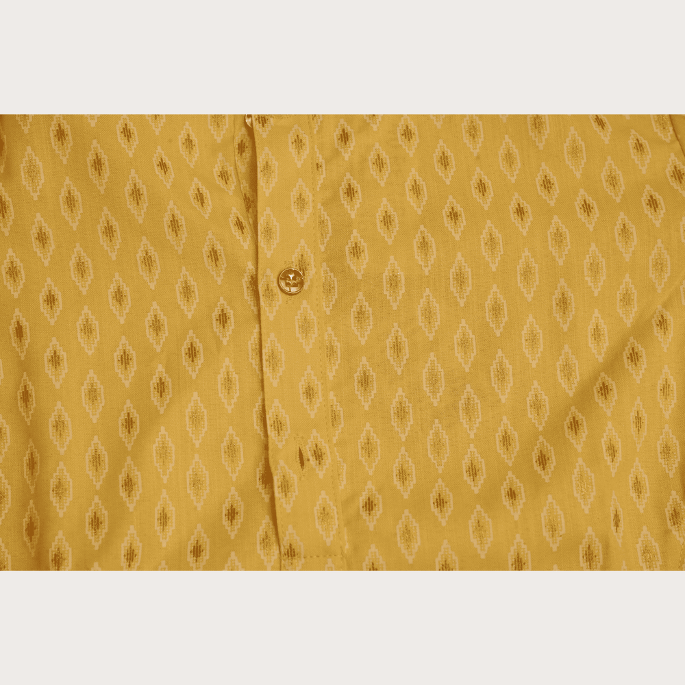 Boys Traditional With Work Chudidar Kurta Set - Yellow