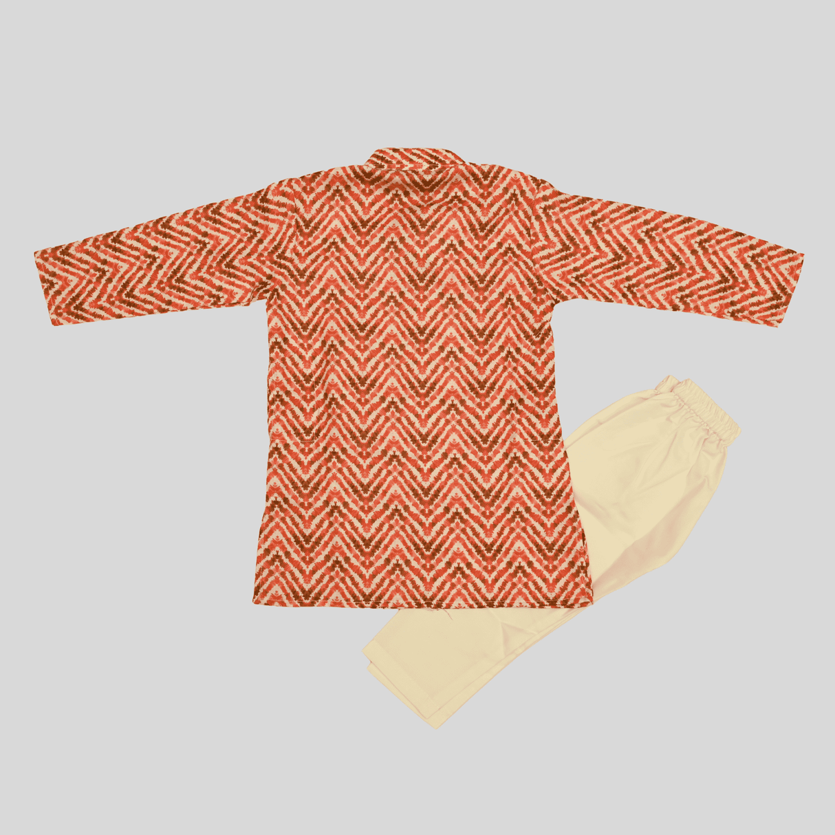 Boys Traditional Printed Chudidar Kurta Set - Red