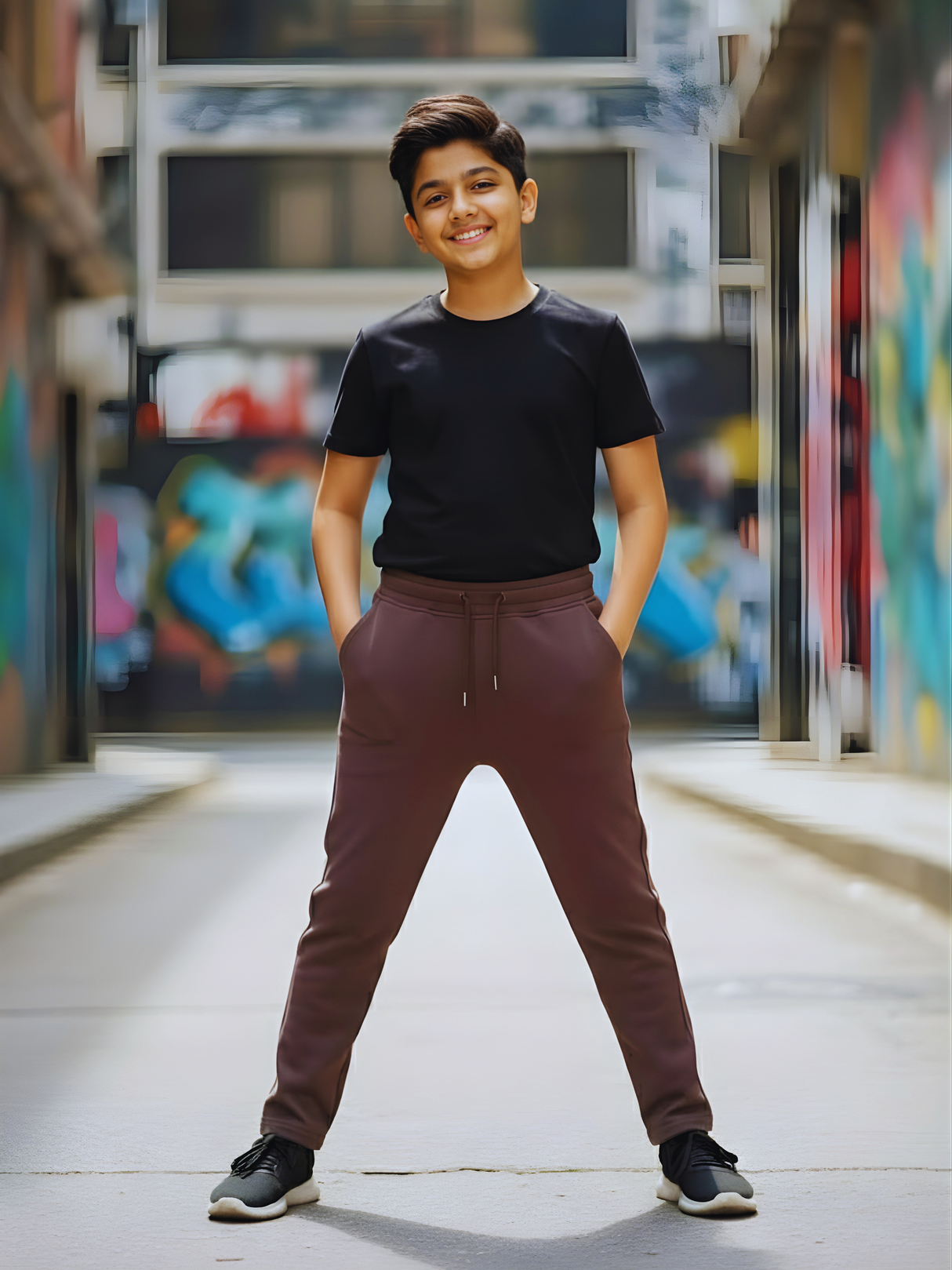 Boys' Classic Brown Comfort-Fit TrackPants