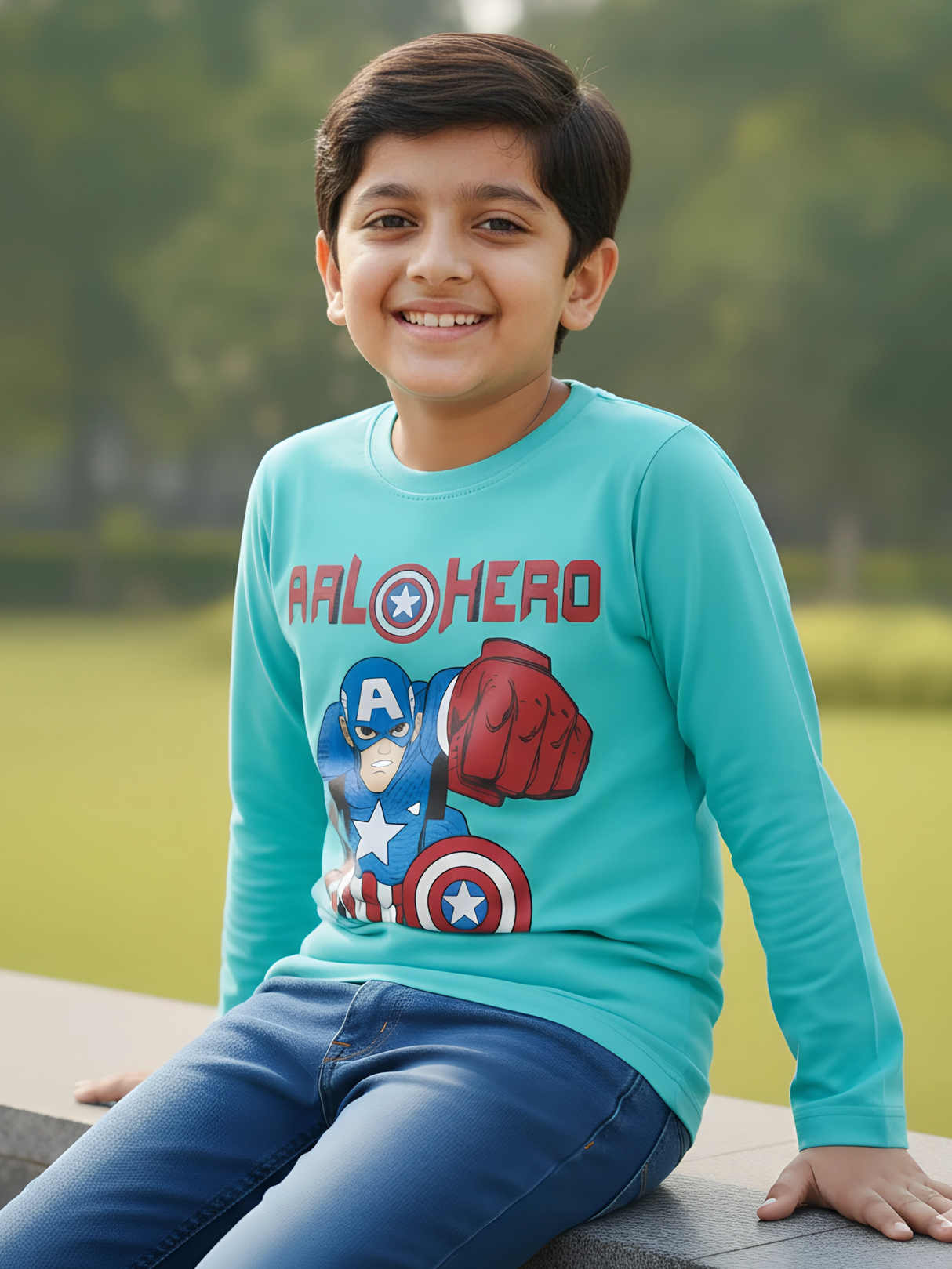 Marvel Captain America "Real Hero" Boys' Long Sleeve Graphic T-Shirt