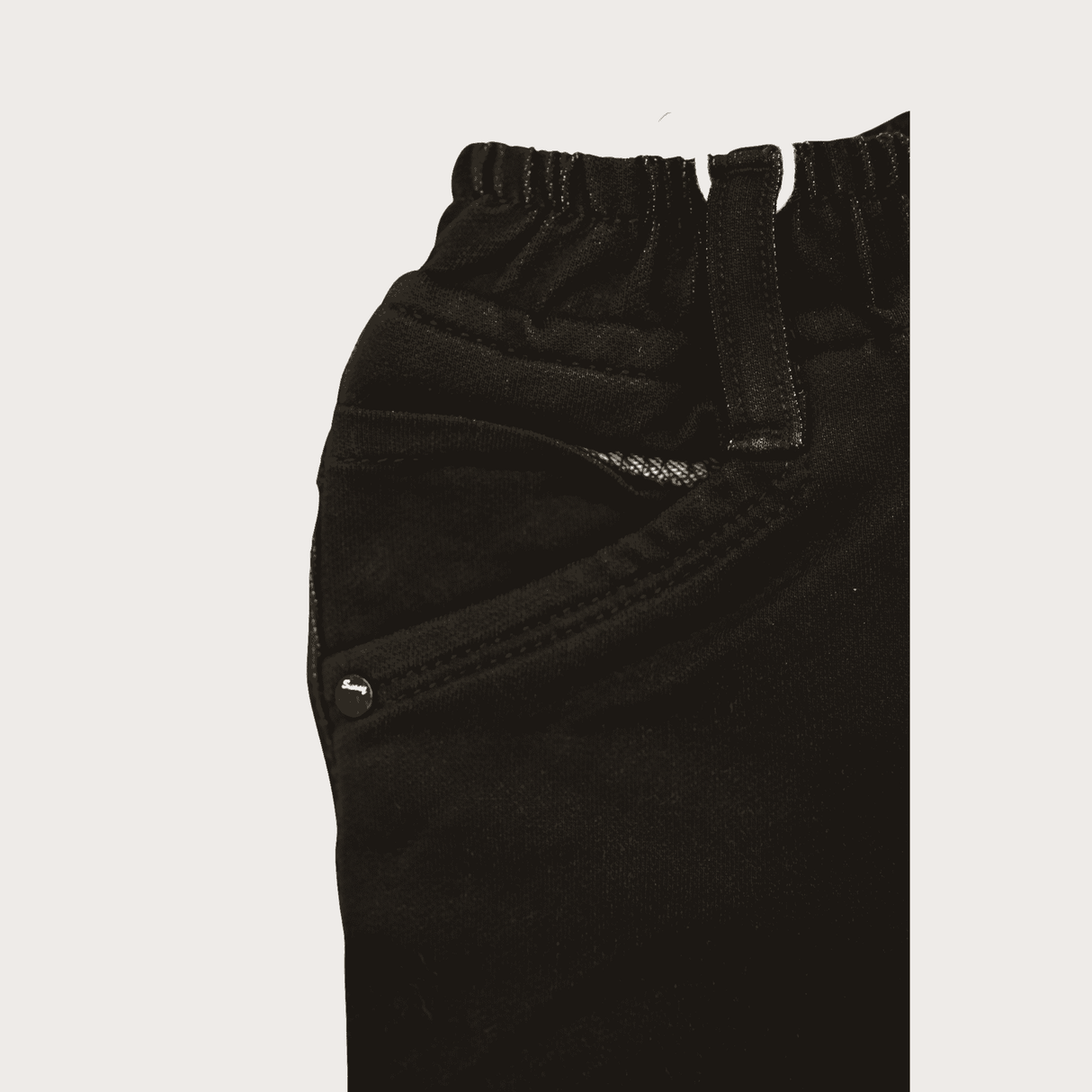 Boys Casual With Rib Jeans Joggers Full Elastic - Black