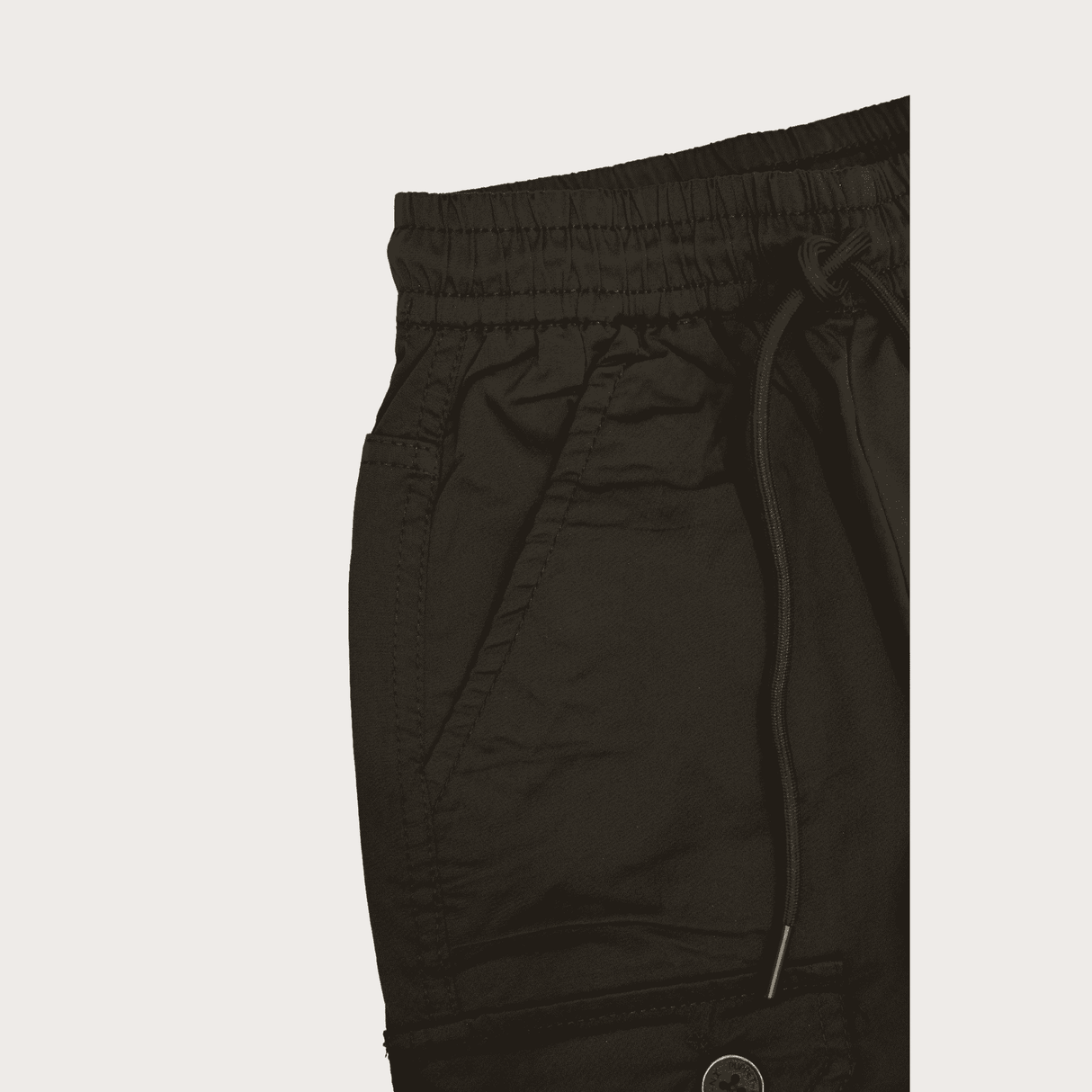 Boys Casual Plain Cotton Joggers With Rib - Black