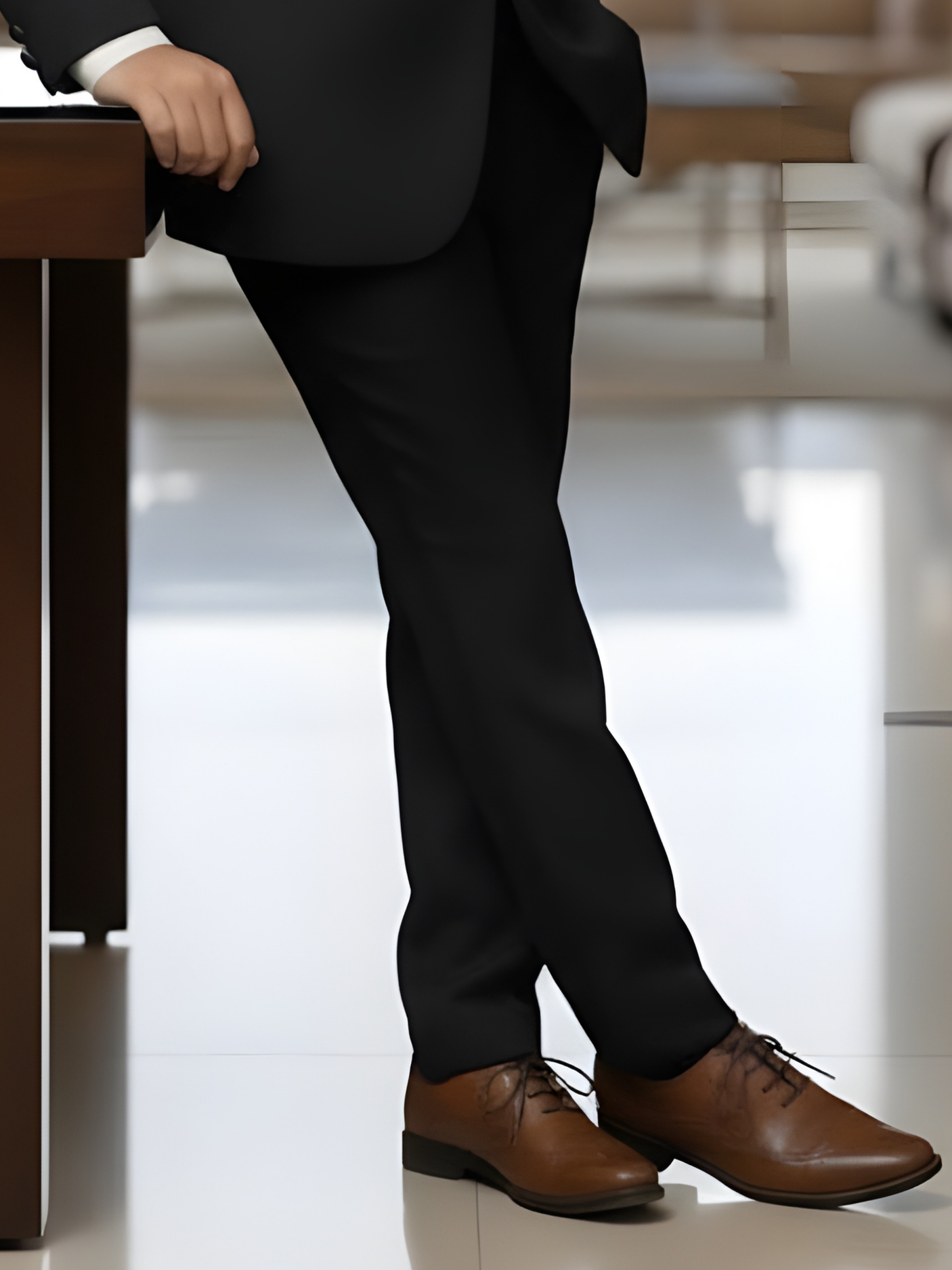 Boys' Formal Black Tuxedo Suit Set with Red Bowtie