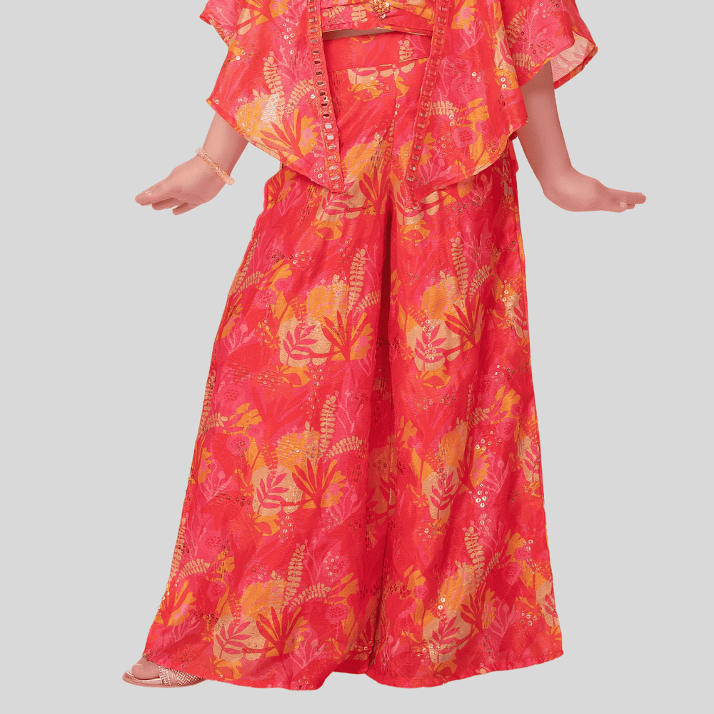 Girls Traditional Sleeves Less Plazo Set - Rani