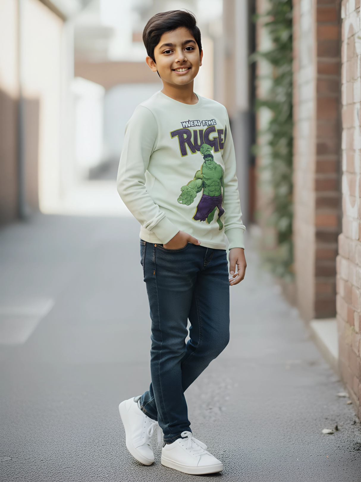 Kids' 'TOKEN!' Statement Graphic T-Shirt - Washed Green.