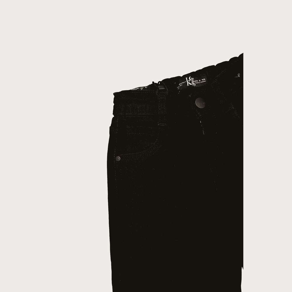 Girls Casual Plain Jeans Pant Half Elastic - Black