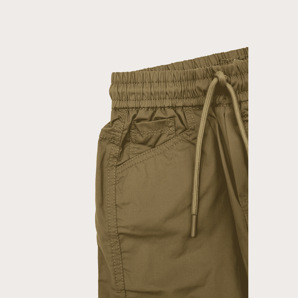 Boys Casual Plain Cotton Joggers With Rib - Green