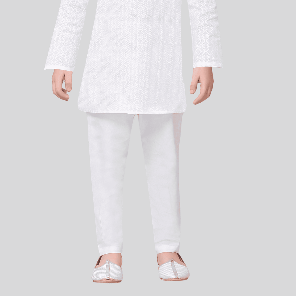 Boys Traditional Chudidar Kurta Set - White