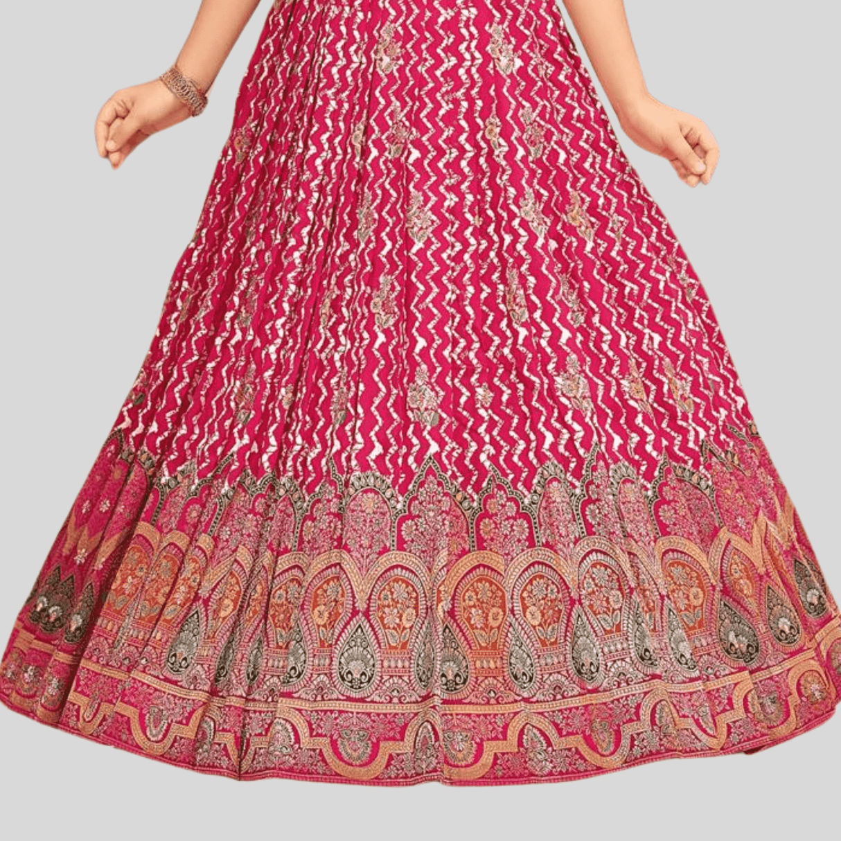 Girls Traditional Sleeves Less Full Length Gown - Rani
