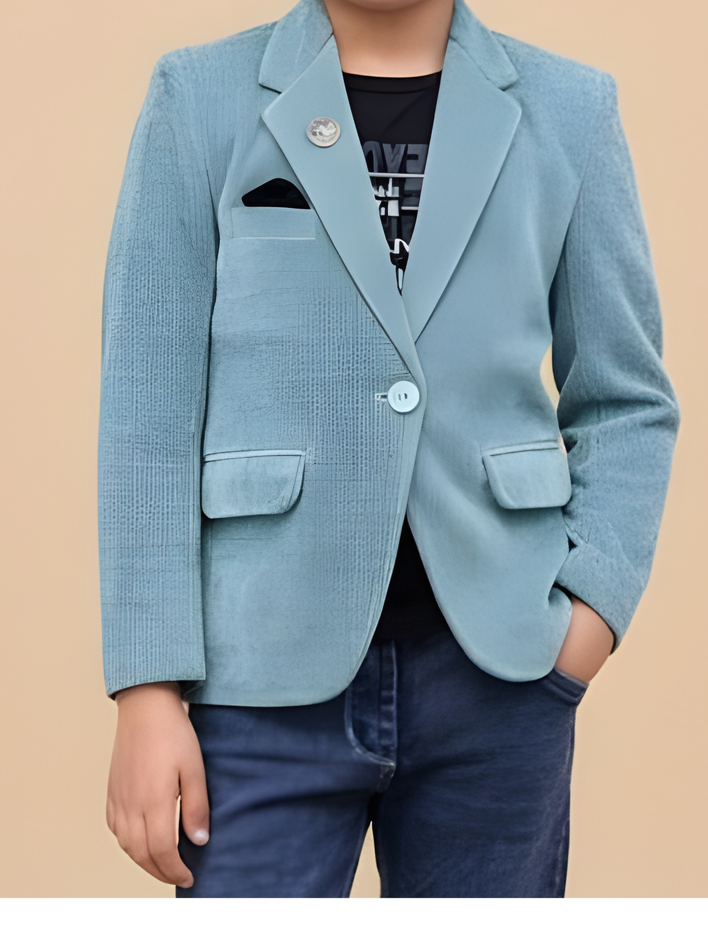 Boys' Light Blue Corduroy Sport Coat / Casual Blazer