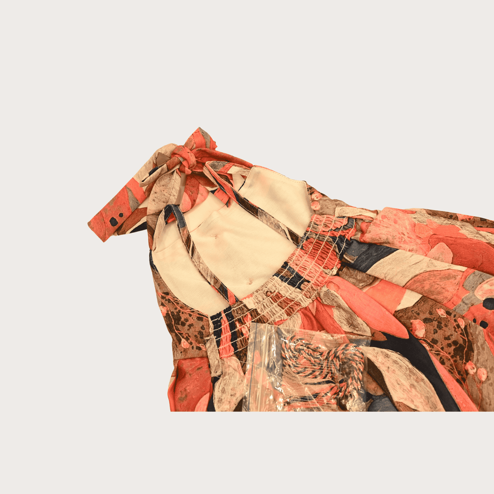 Girls Casual Printed Cotton Frocks - Orange