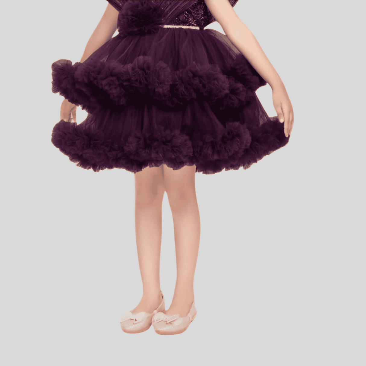 Girls Party Heavy Party Frock with work - Purple