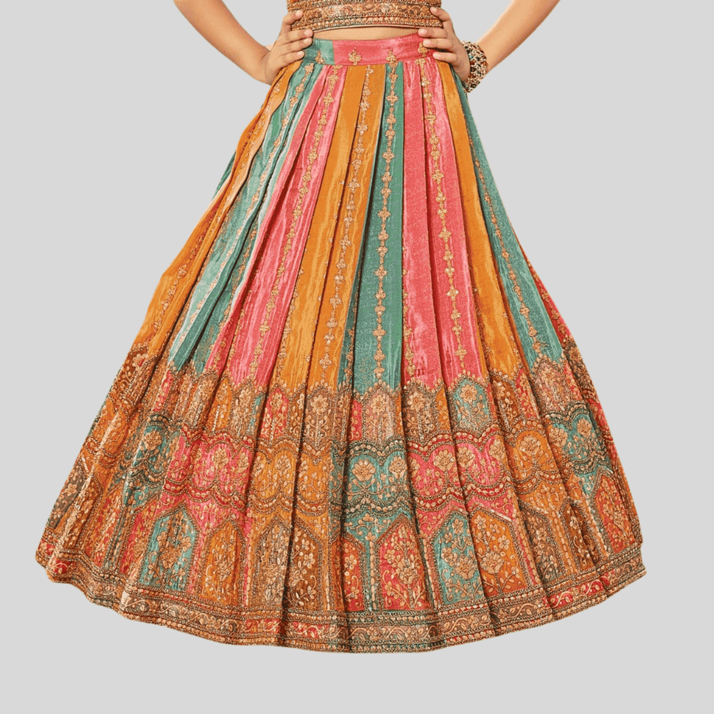 Girls Traditional Sleeves Less Long Choli - Pink