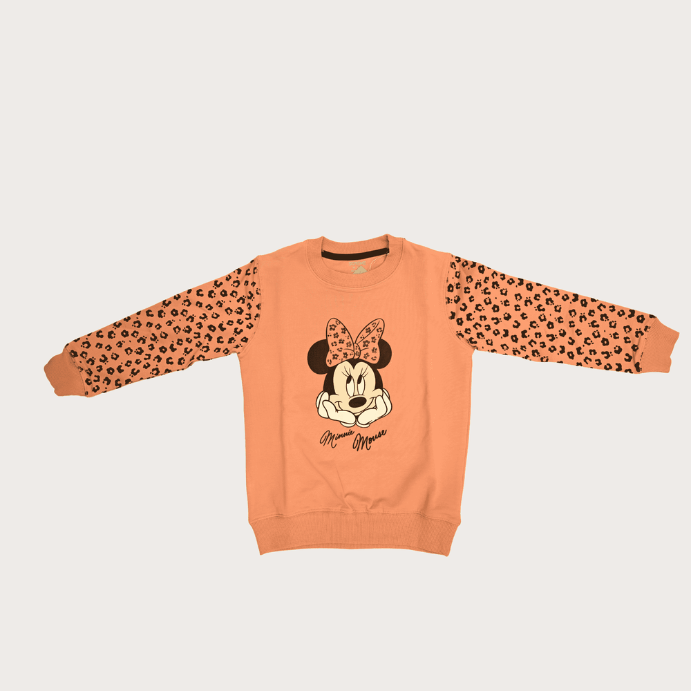 Girls Casual Printed Full Sleeves Track Pant Set - Peach