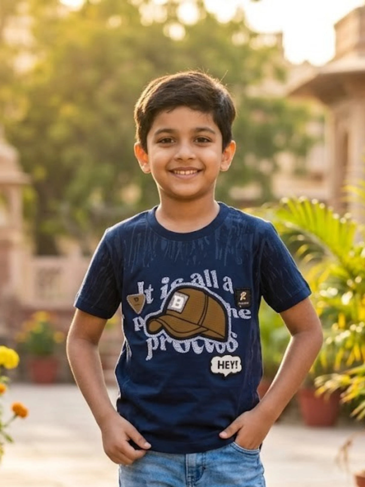 Boys Blue Graphic Cotton T-Shirt - Casual Comfort Wear