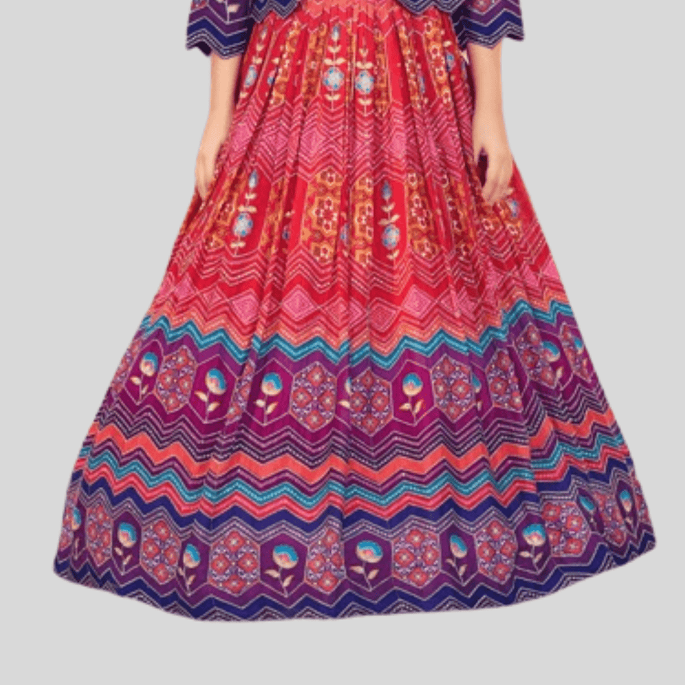 Girls Traditional 3/4th Sleeves Long Choli - Purple